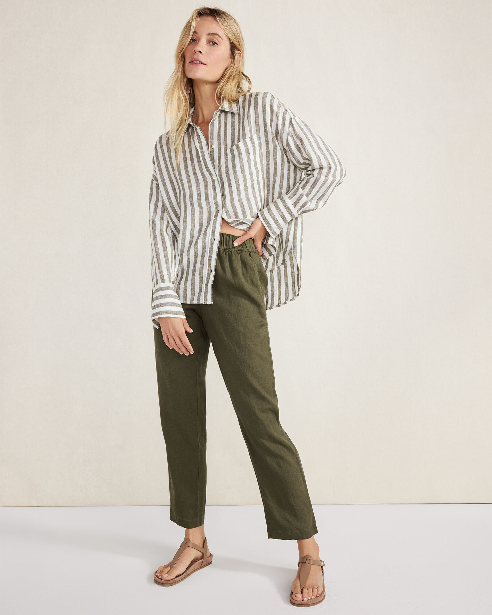 Linen Striped Boxy Shirt