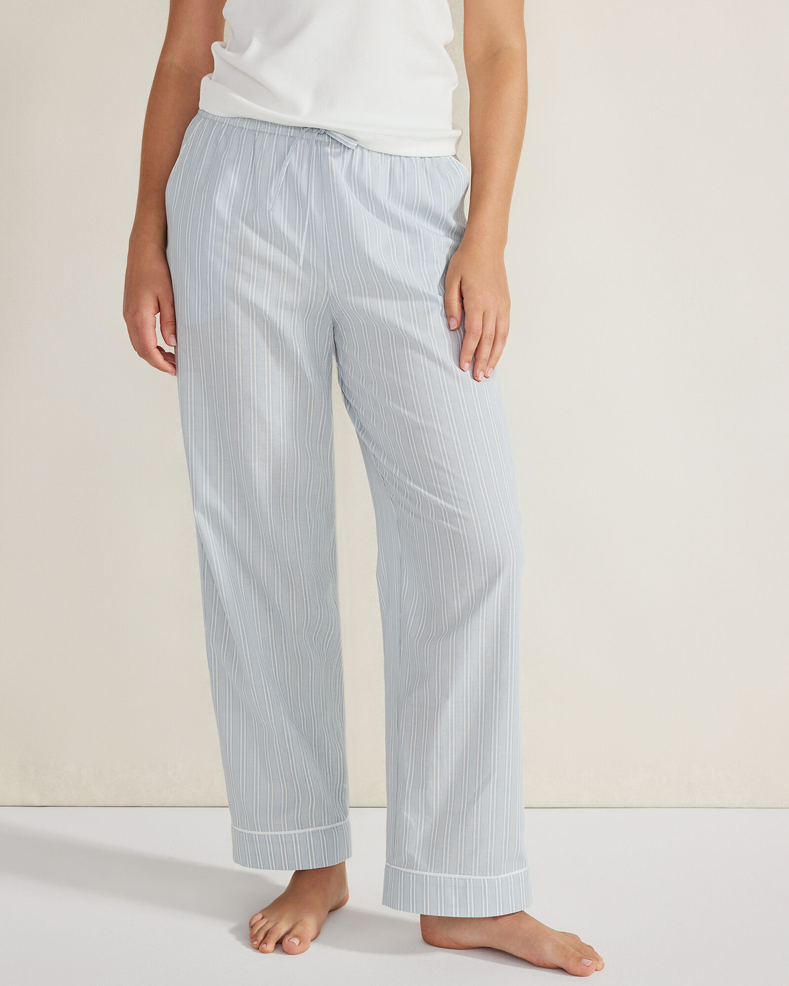 Organic Cotton Poplin Striped Pajama Pants