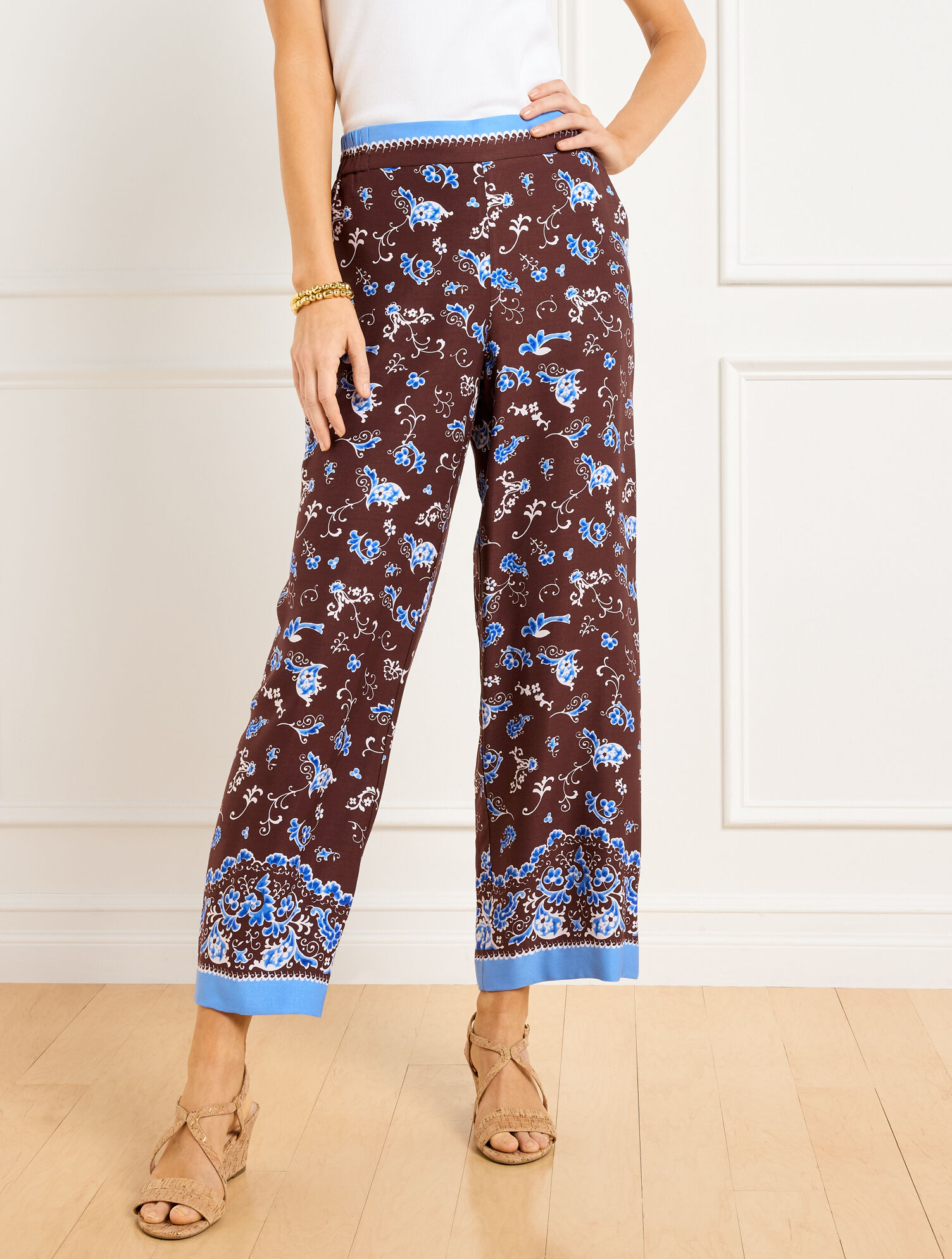 Wide Crop Pull-On Pants - Splendid Swirls