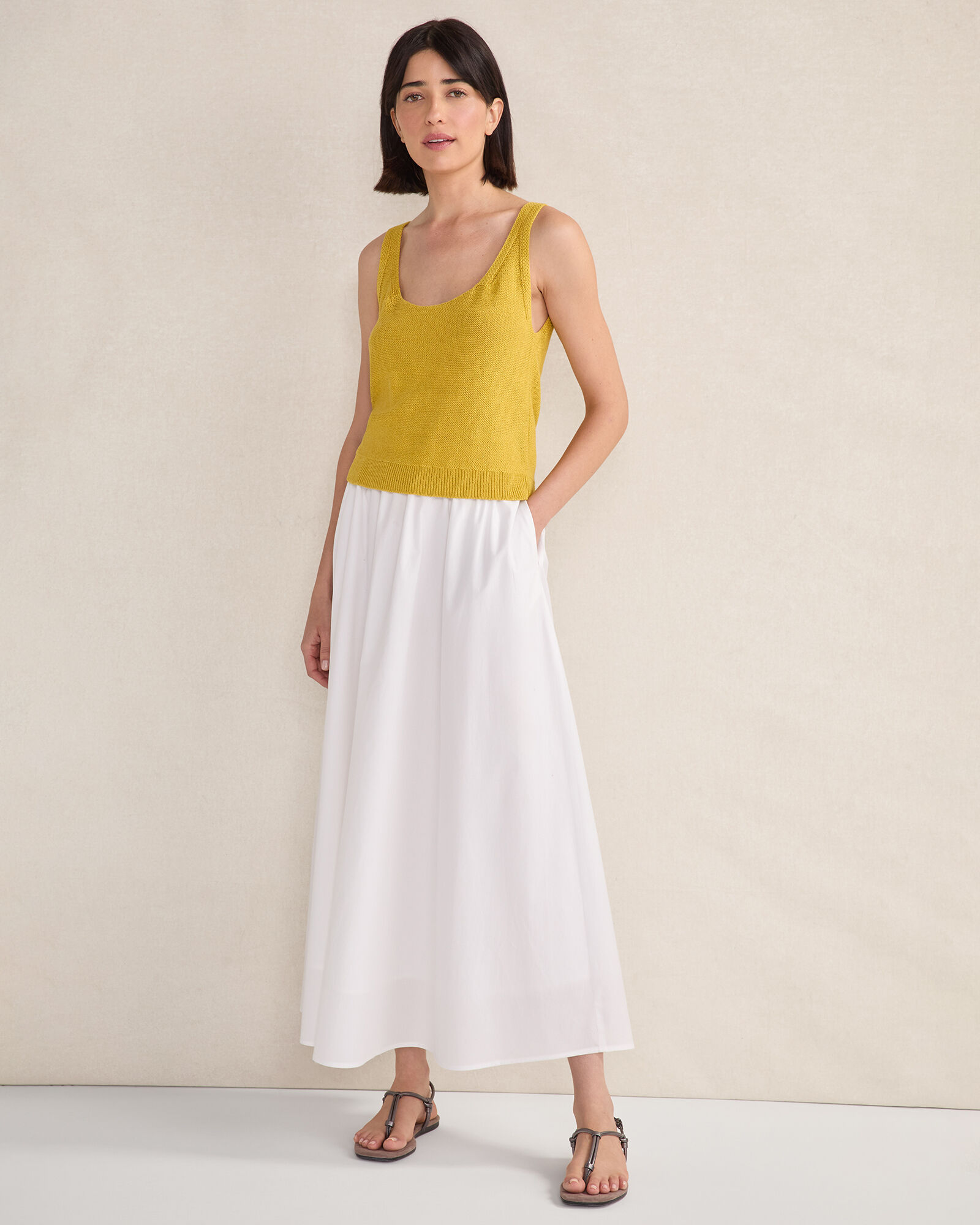 Organic Cotton Linen Scoop Neck Tank
