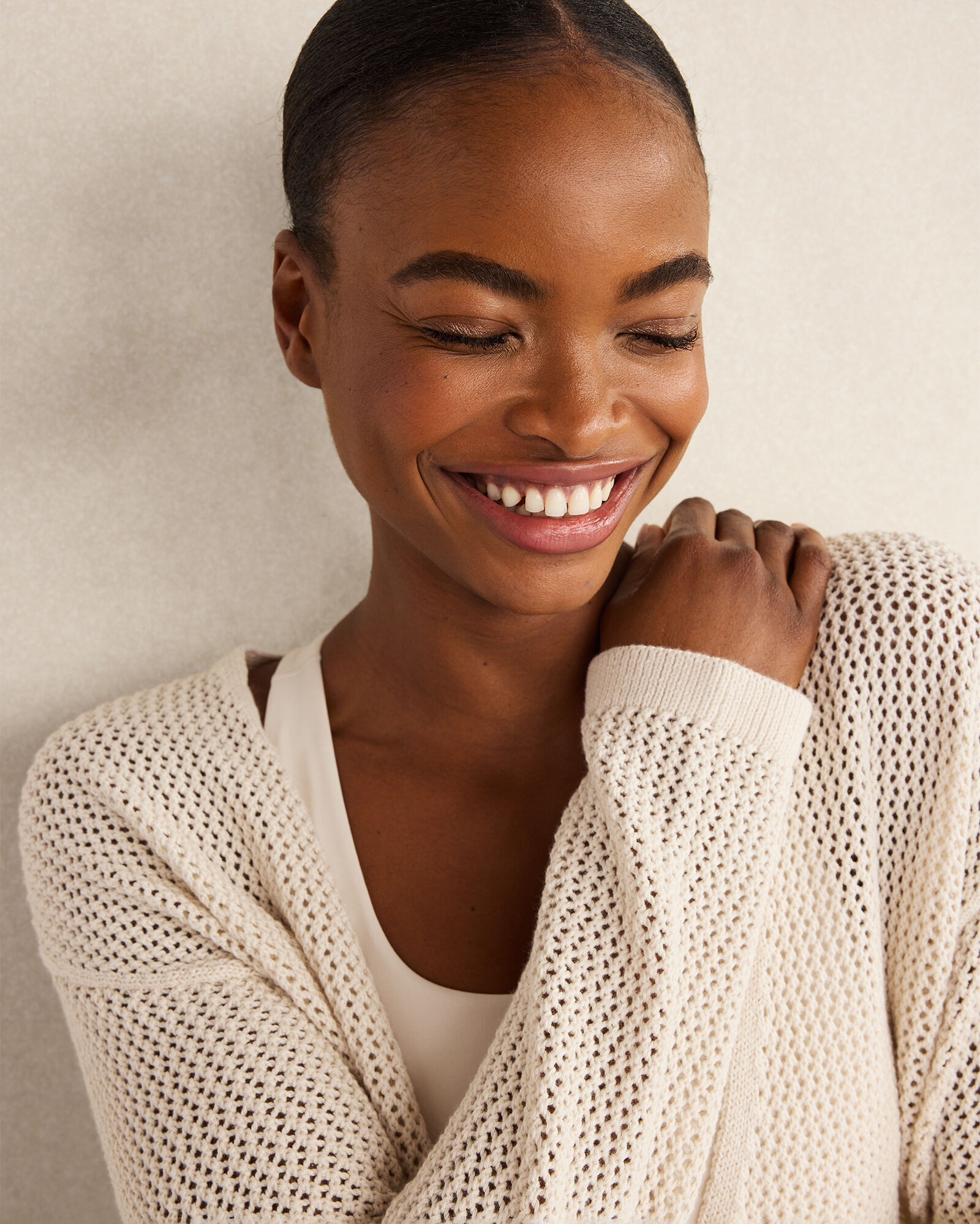 Organic Cotton Open Stitch Relaxed Cardigan