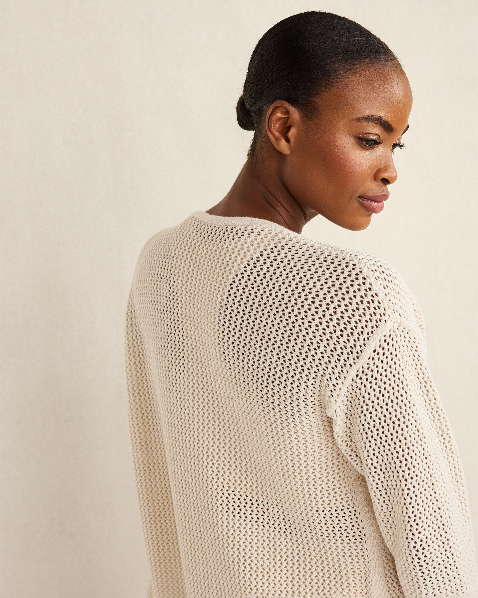 Organic Cotton Open Stitch Relaxed Cardigan