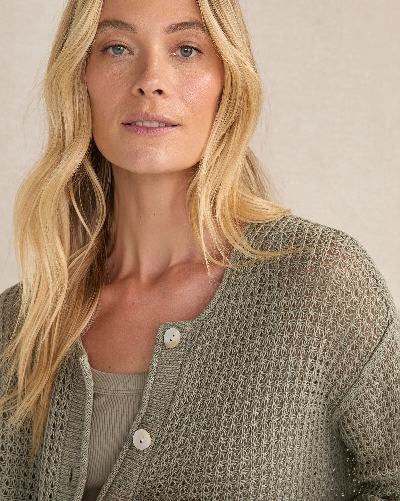 Organic Cotton Linen Open Stitch Cardigan