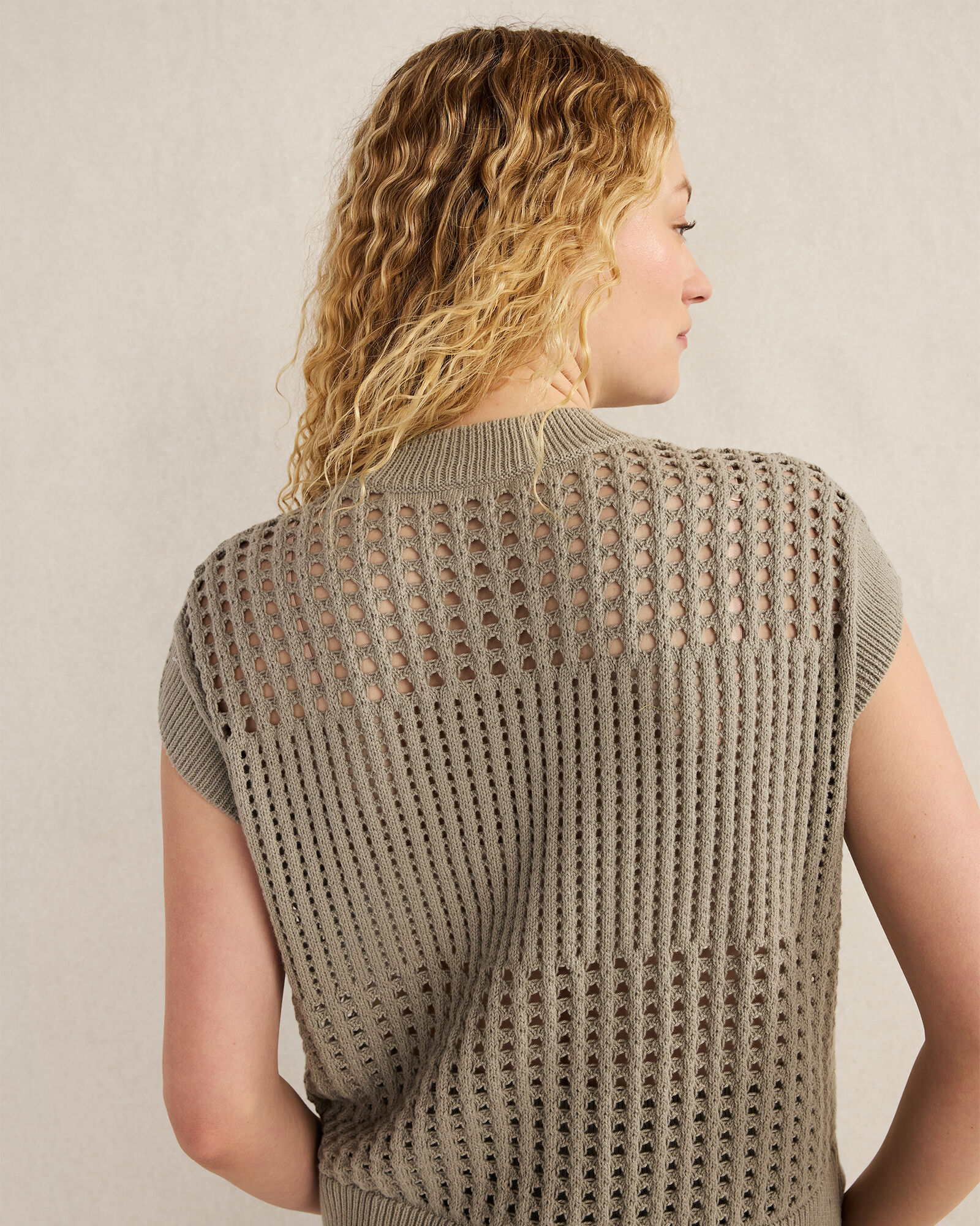 Organic Cotton Open Stitch Short Sleeve Sweater