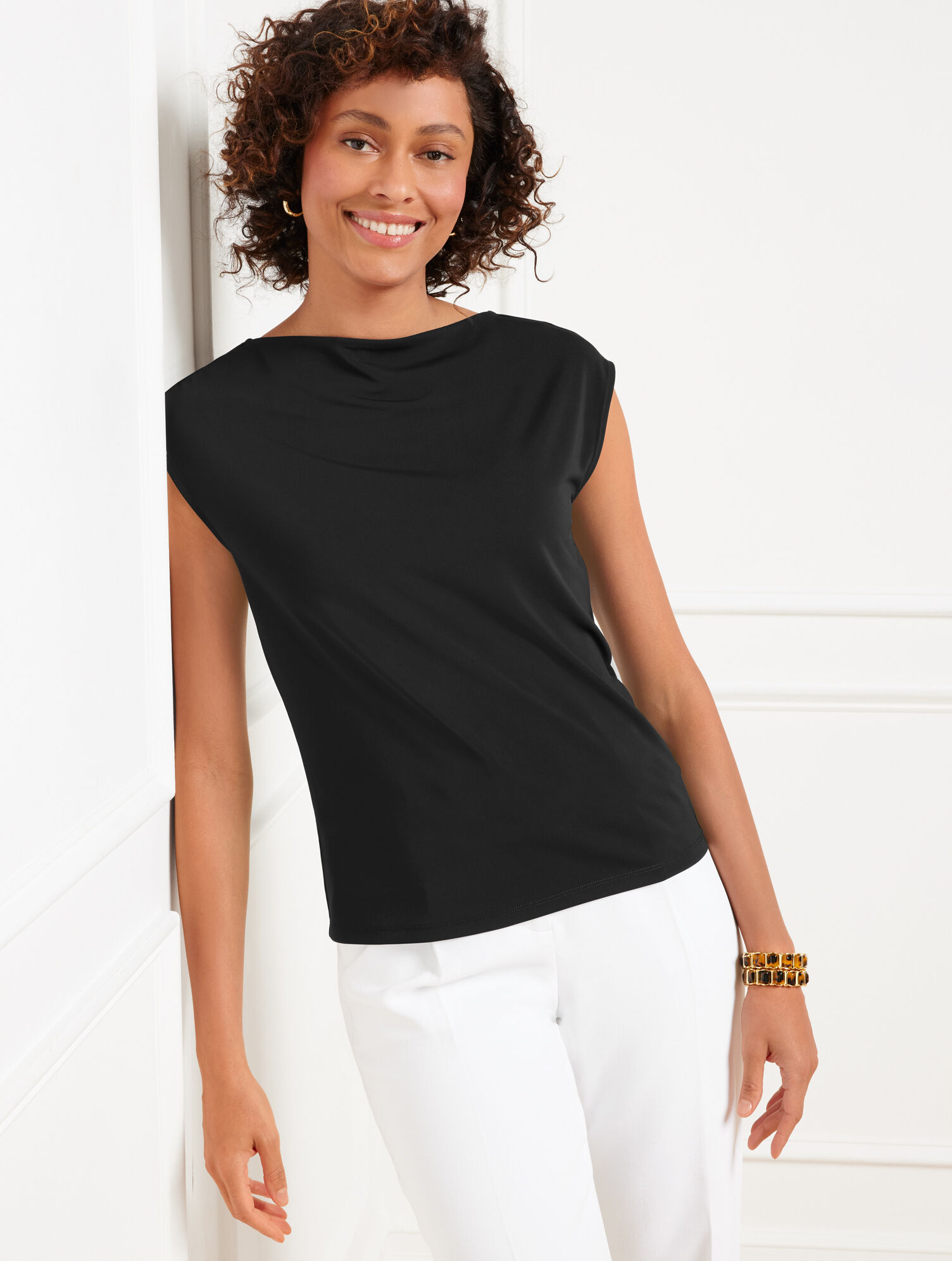 Matte Jersey Funnel Neck Shell