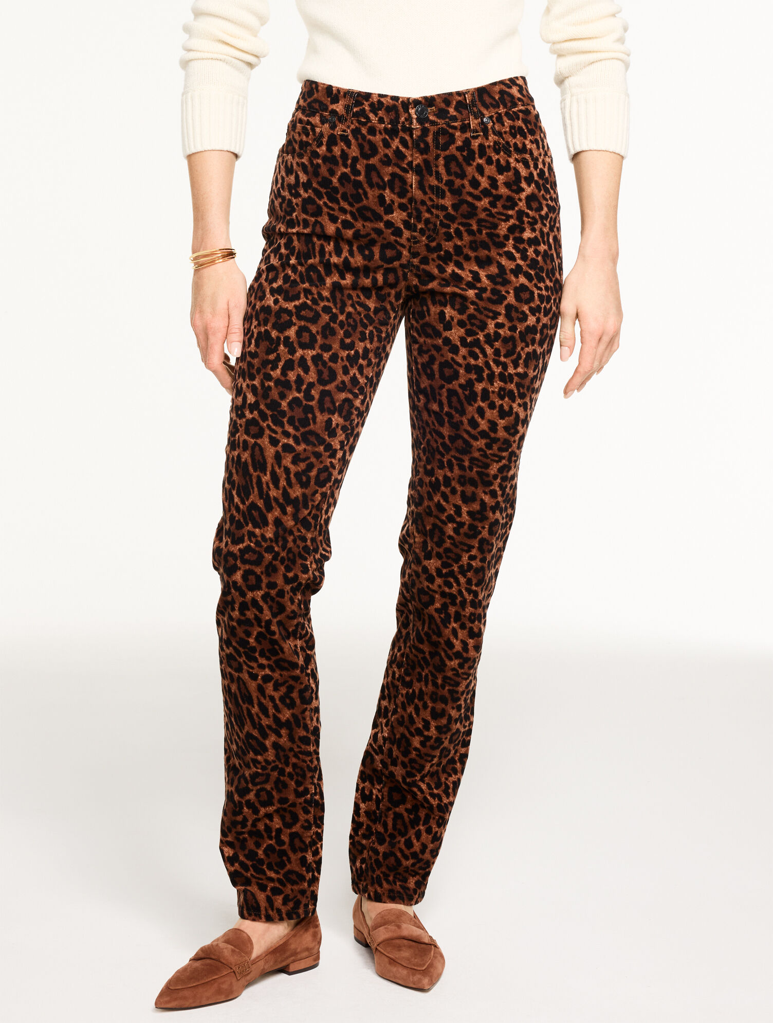 Straight Leg Stretch Corduroy Pants - Spectacular Animal