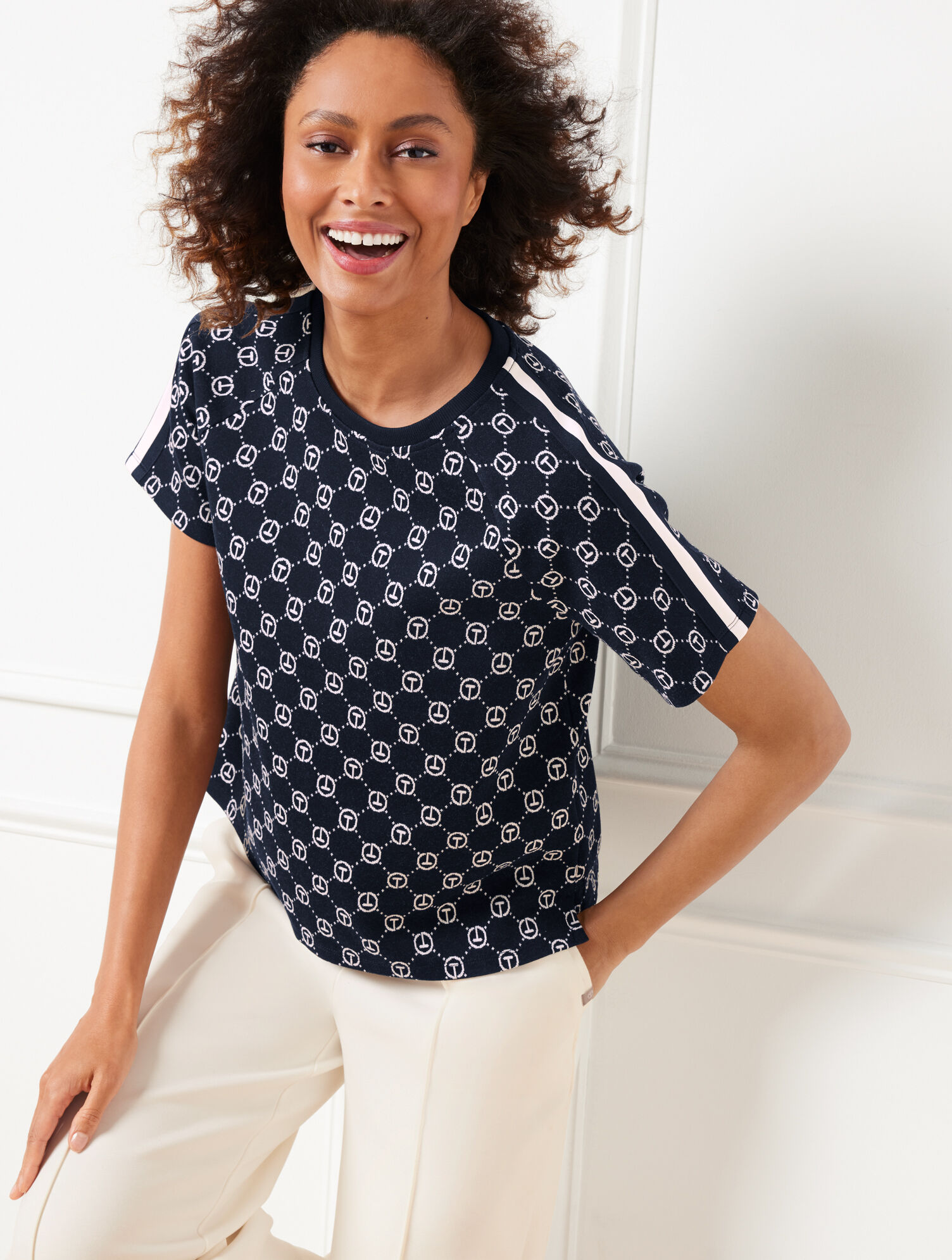Logo Jacquard Crewneck Boxy Tee
