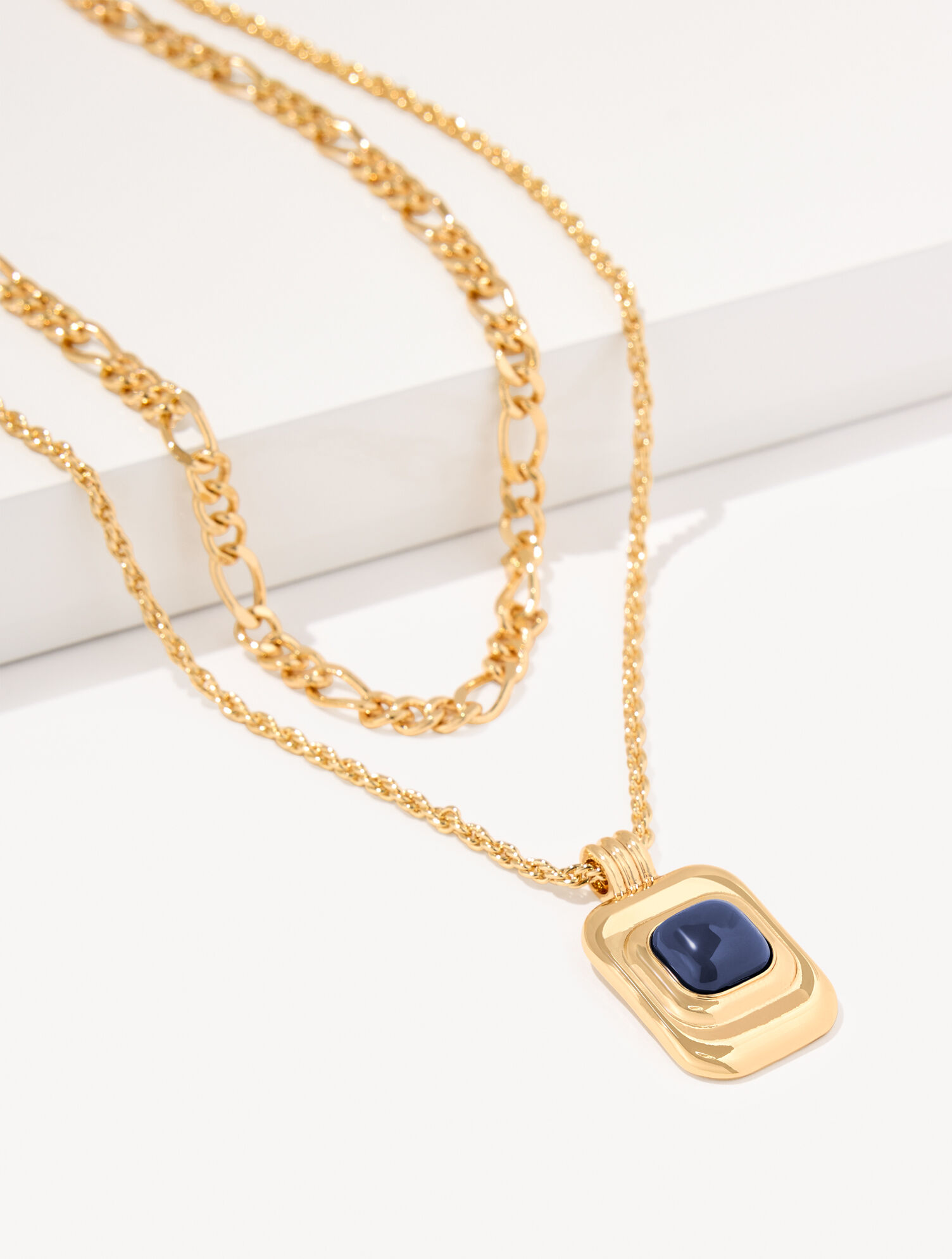 Layered Geo Pendant Necklace