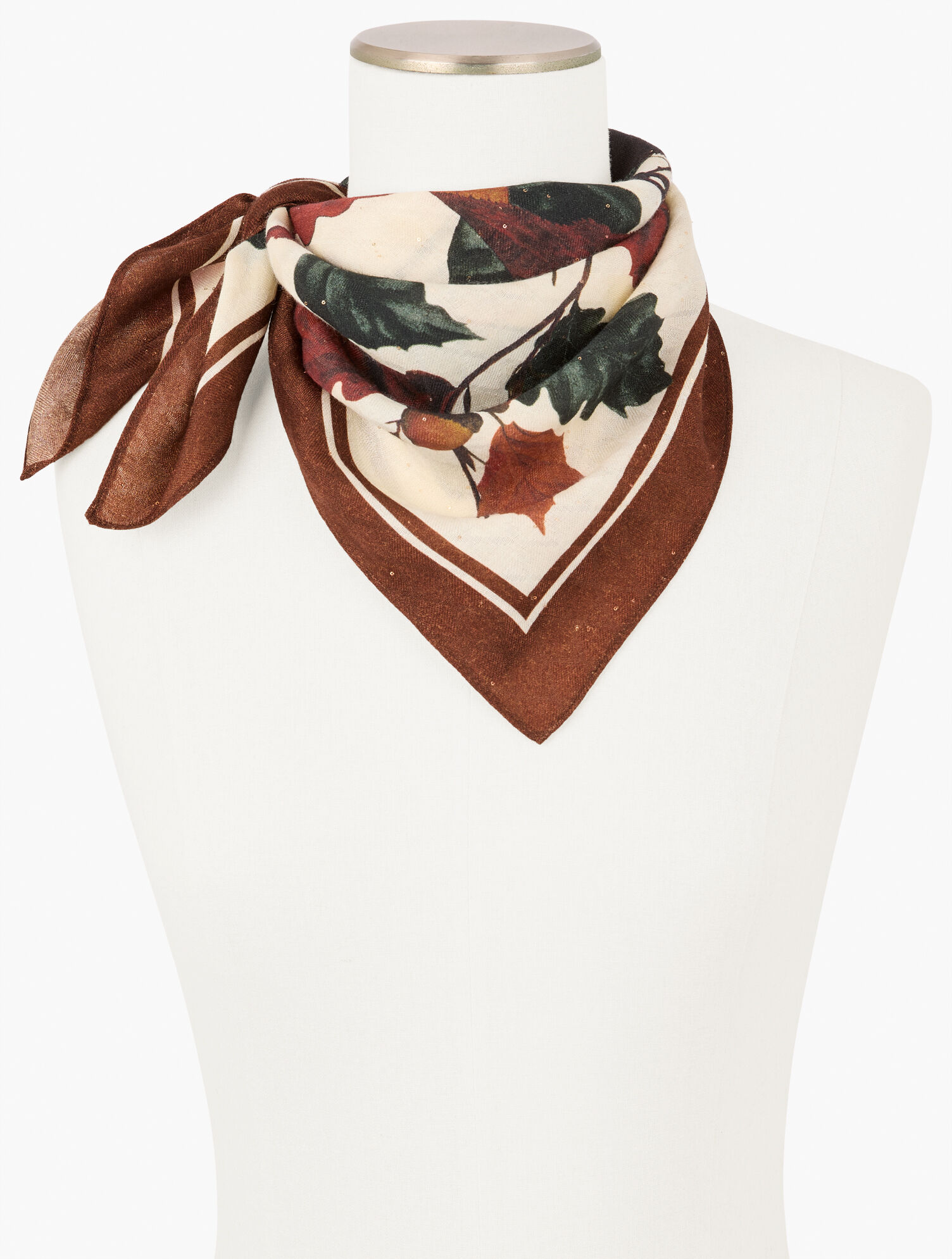 Acorns &amp; Leaves Wool Square Scarf