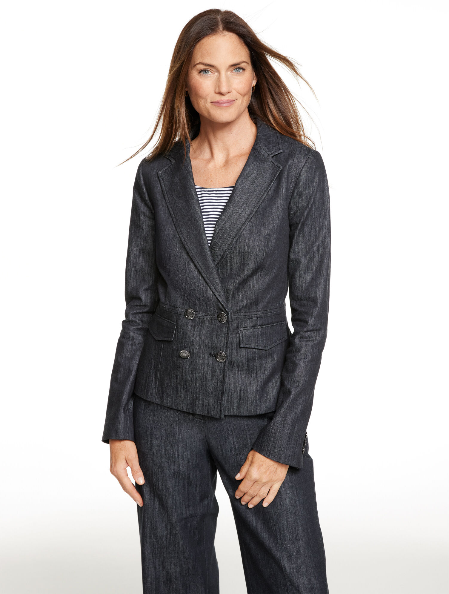 Refined Denim Double Breasted Blazer