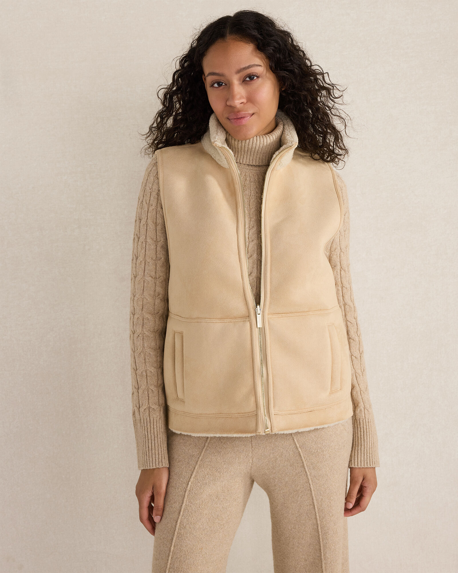 Faux Suede and Sherpa Reversible Vest