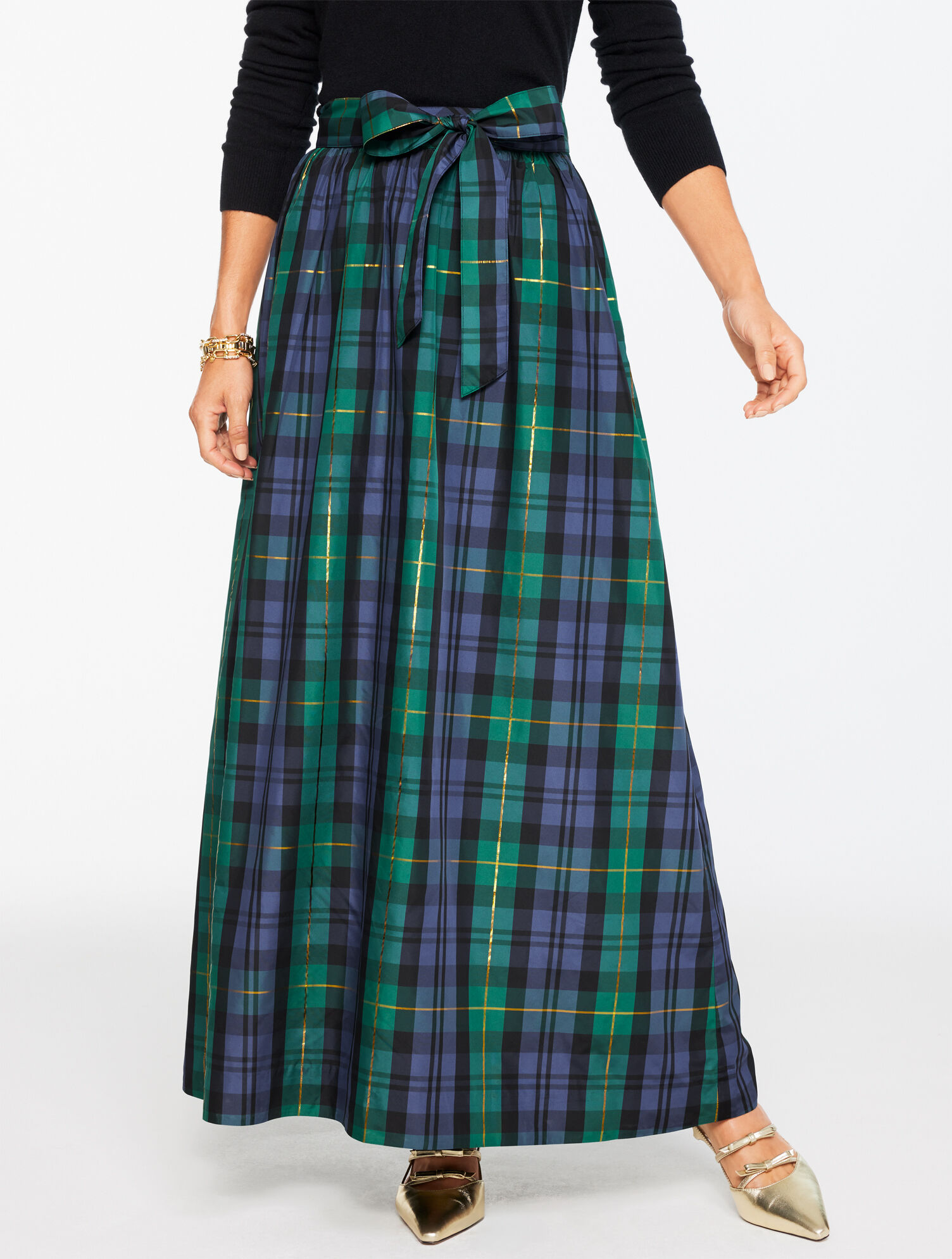 Taffeta Fit &amp; Flare Skirt - Sloane Tartan