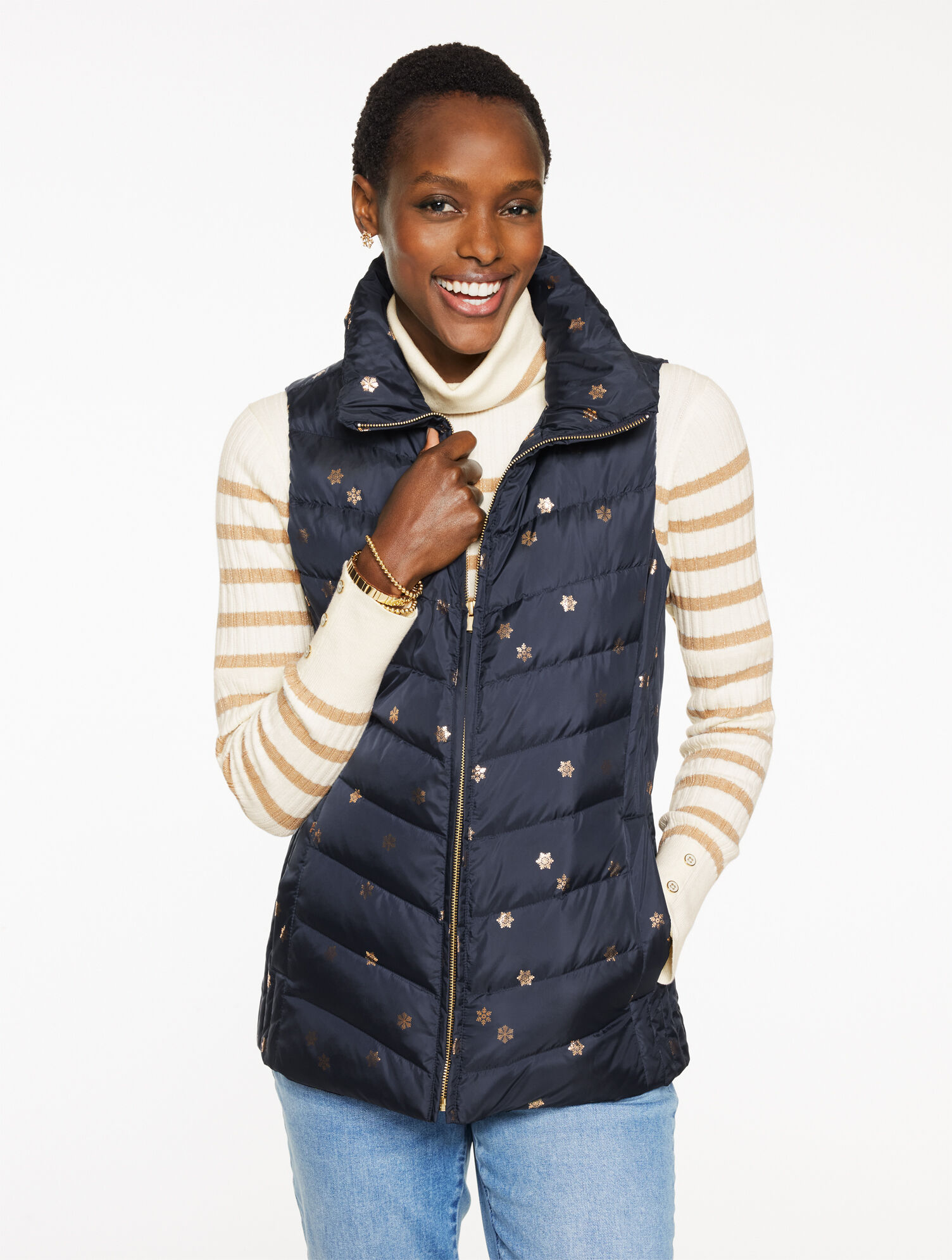 Down Puffer Vest - Scattered Snowflakes