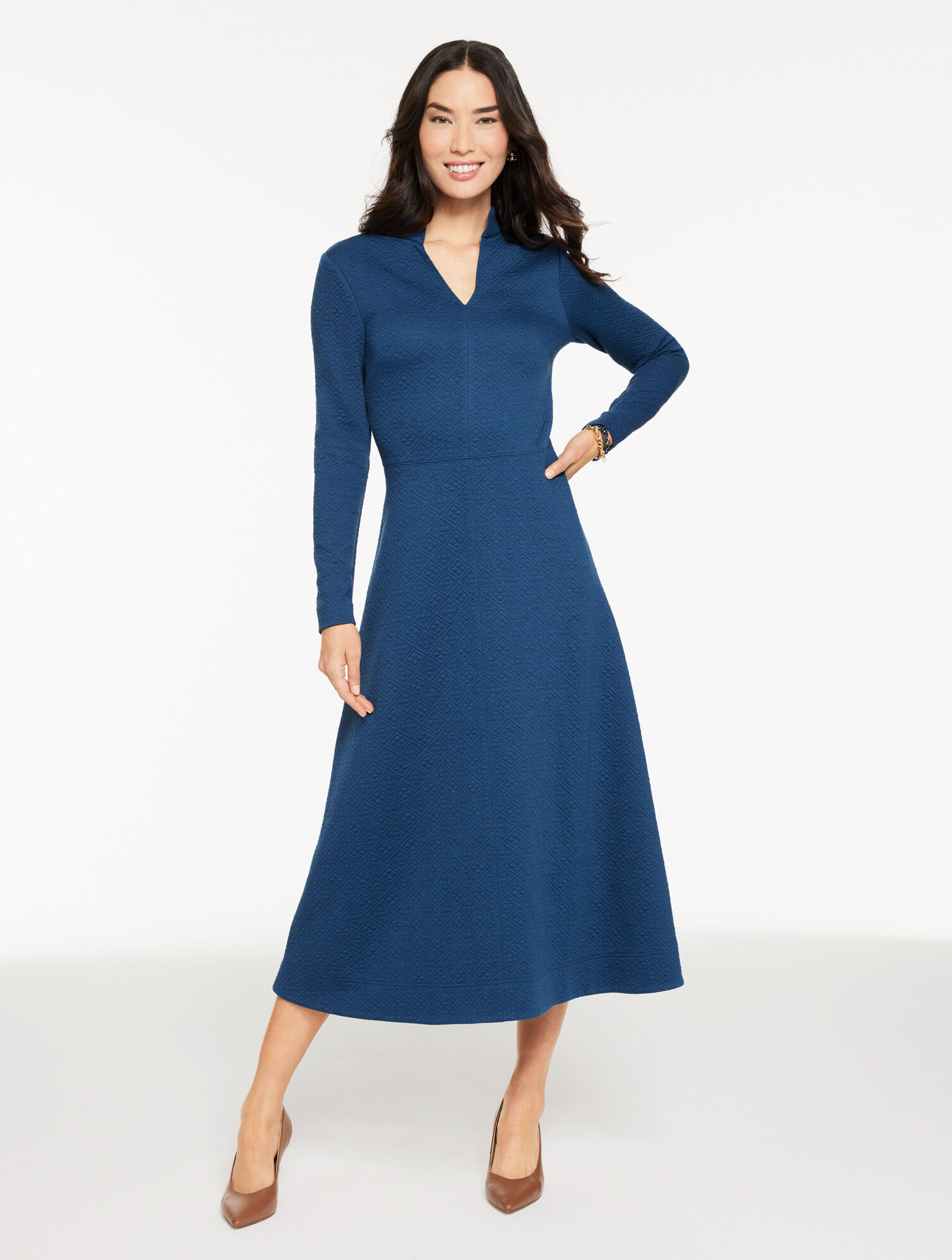 Diamond Jacquard Fit &amp; Flare Dress