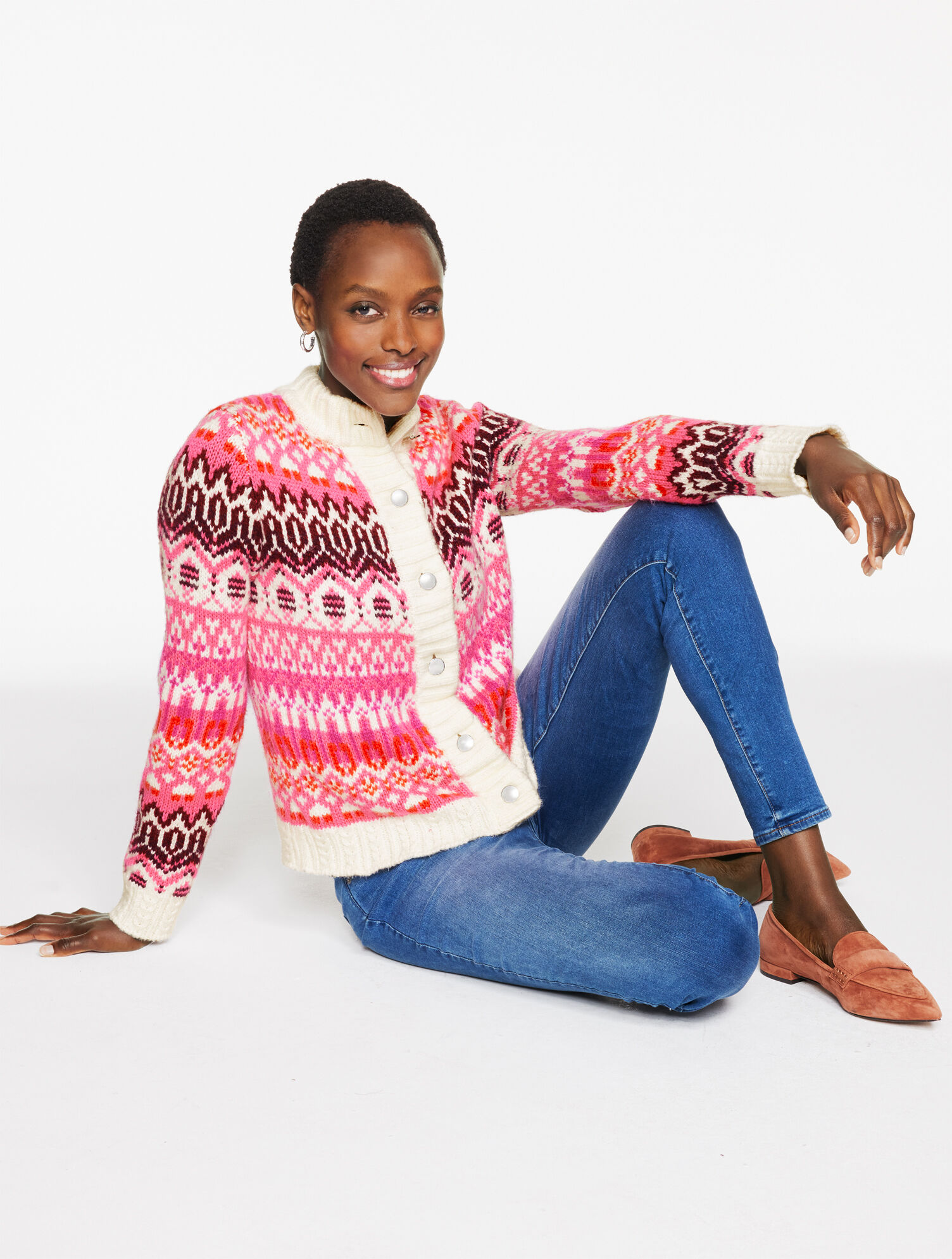 Mockneck Cardigan - Modern Fair Isle