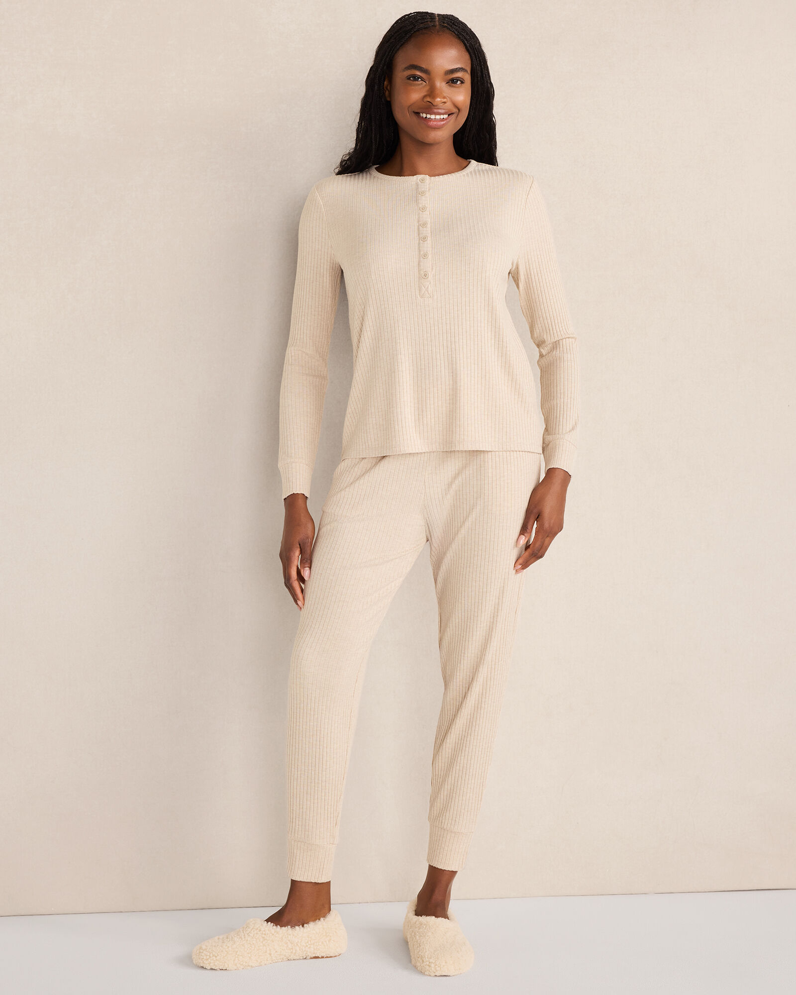 Drapey Rib Knit Henley
