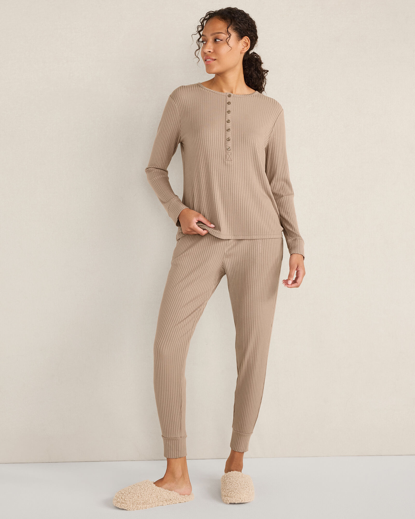 Drapey Rib Knit Henley