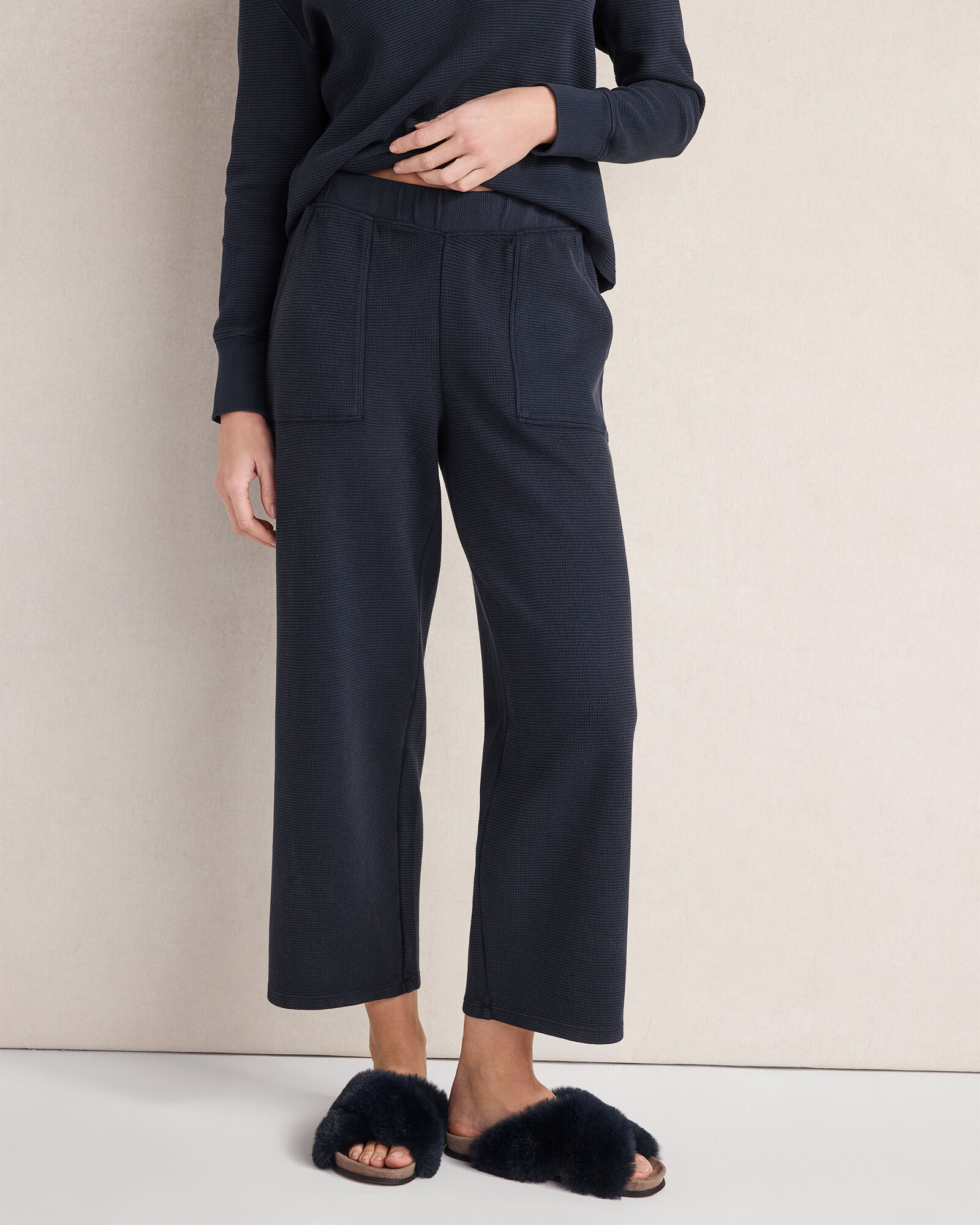 Organic Cotton Waffle Straight Leg Pants
