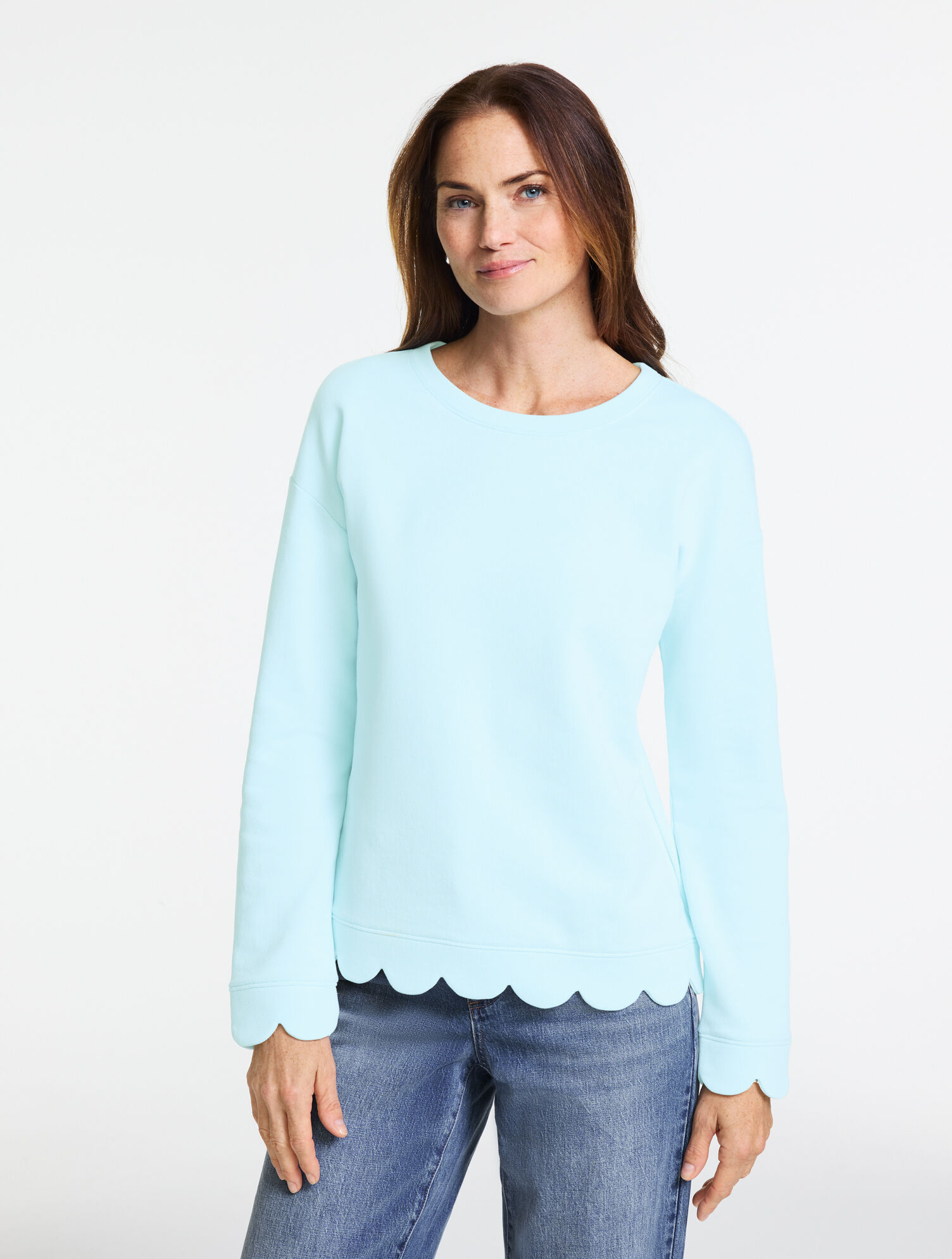 Scalloped French Terry Sweatshirt 
