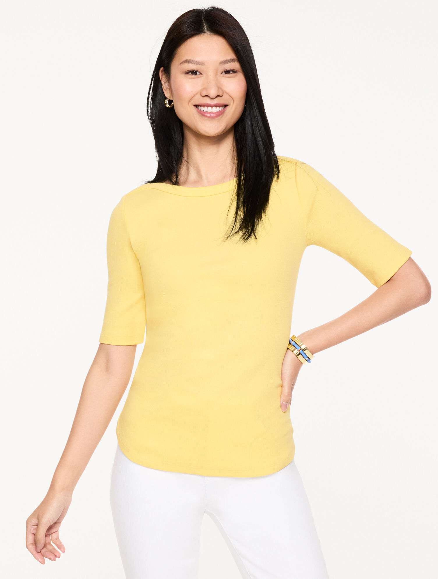 Ribbed Bateau Neck Tee