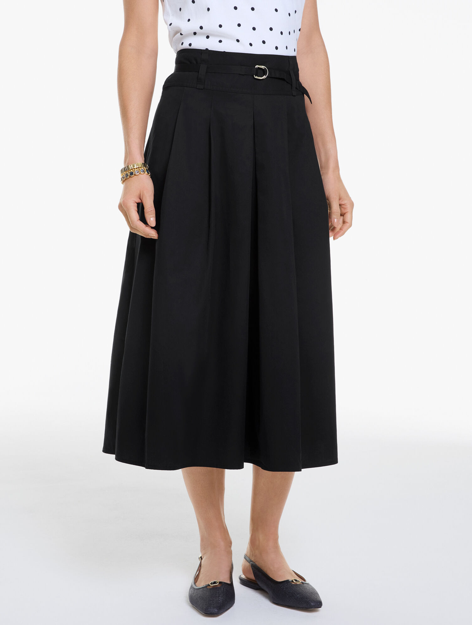 Fit &amp; Flare Twill Skirt