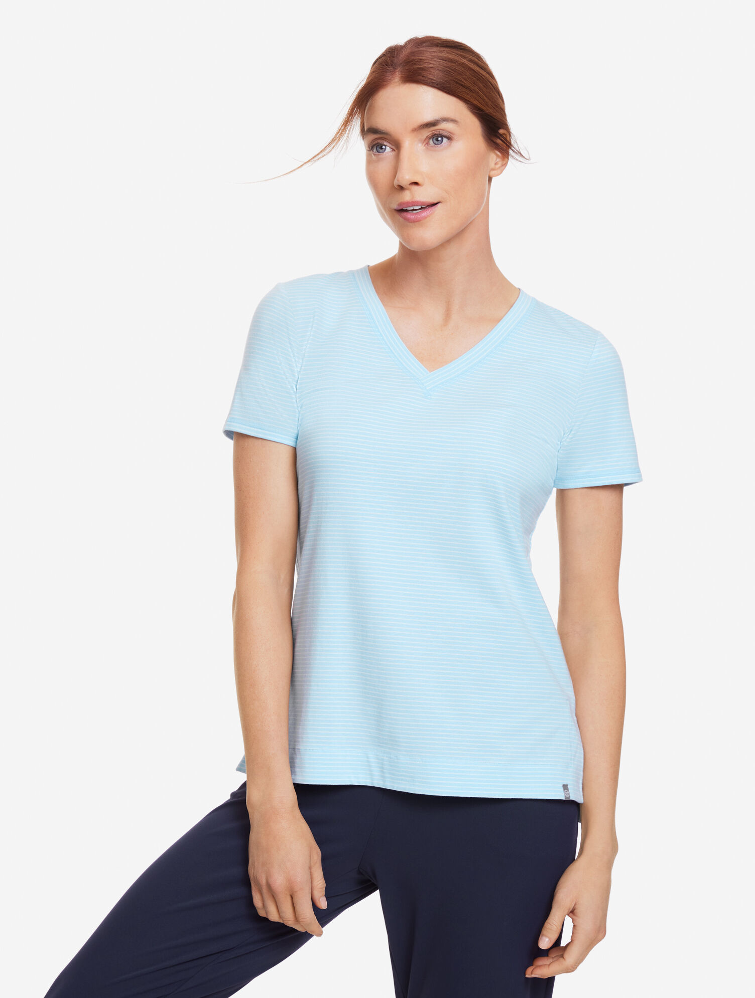 Supersoft Jersey Short Sleeve V-Neck Tee - Everlasting Stripe