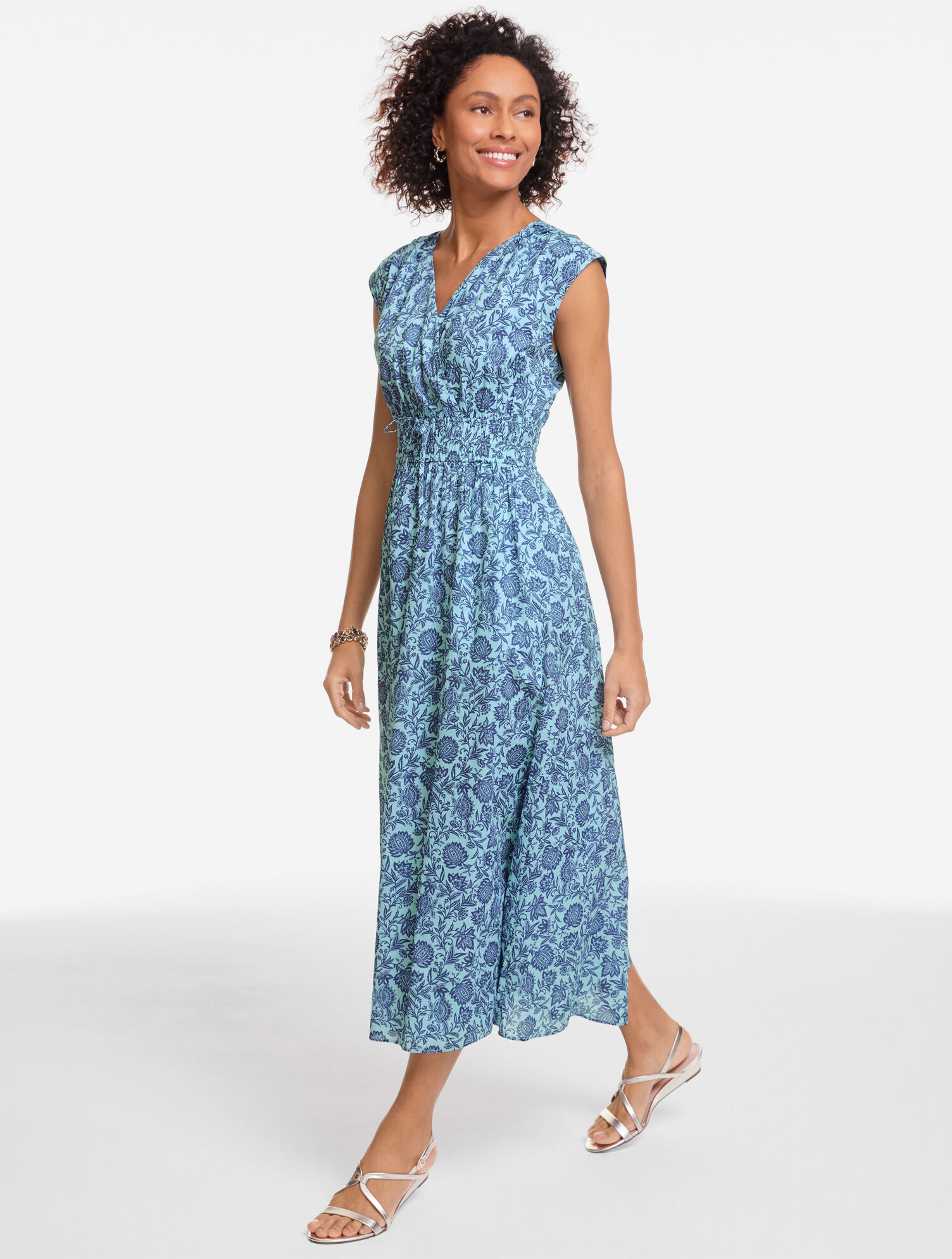Voile Fit &amp; Flare Midi Dress - Etched Foulard