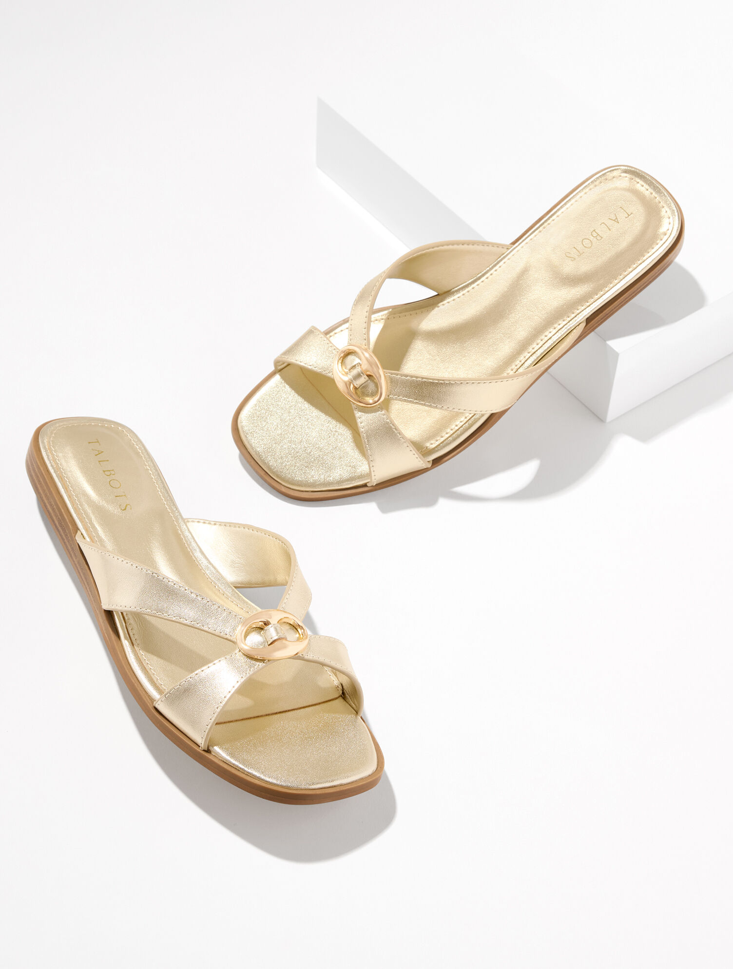 Eva Ornament Vachetta Micro Wedge Sandals - Metallic