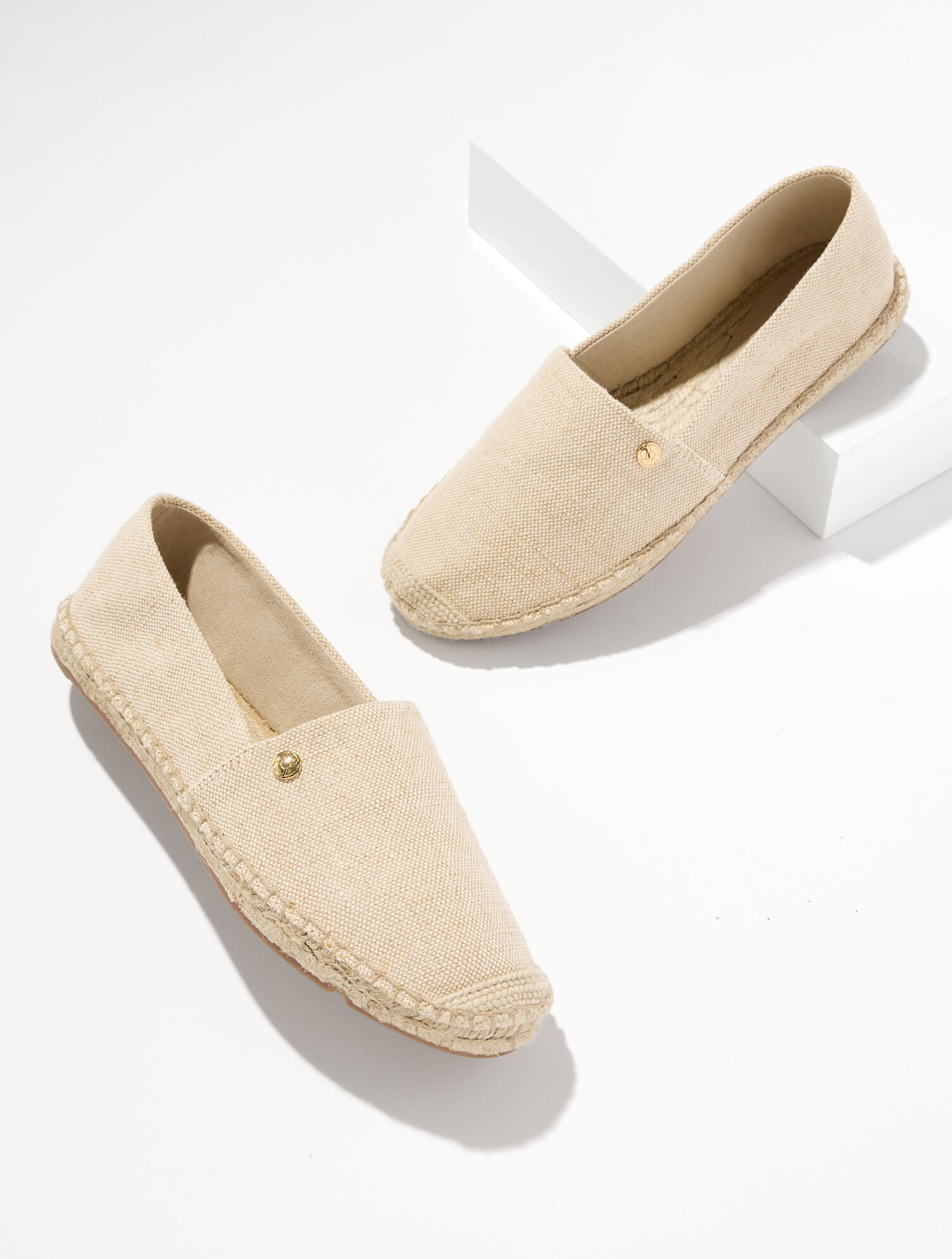 Izzy Linen Espadrille Flats - Metallic