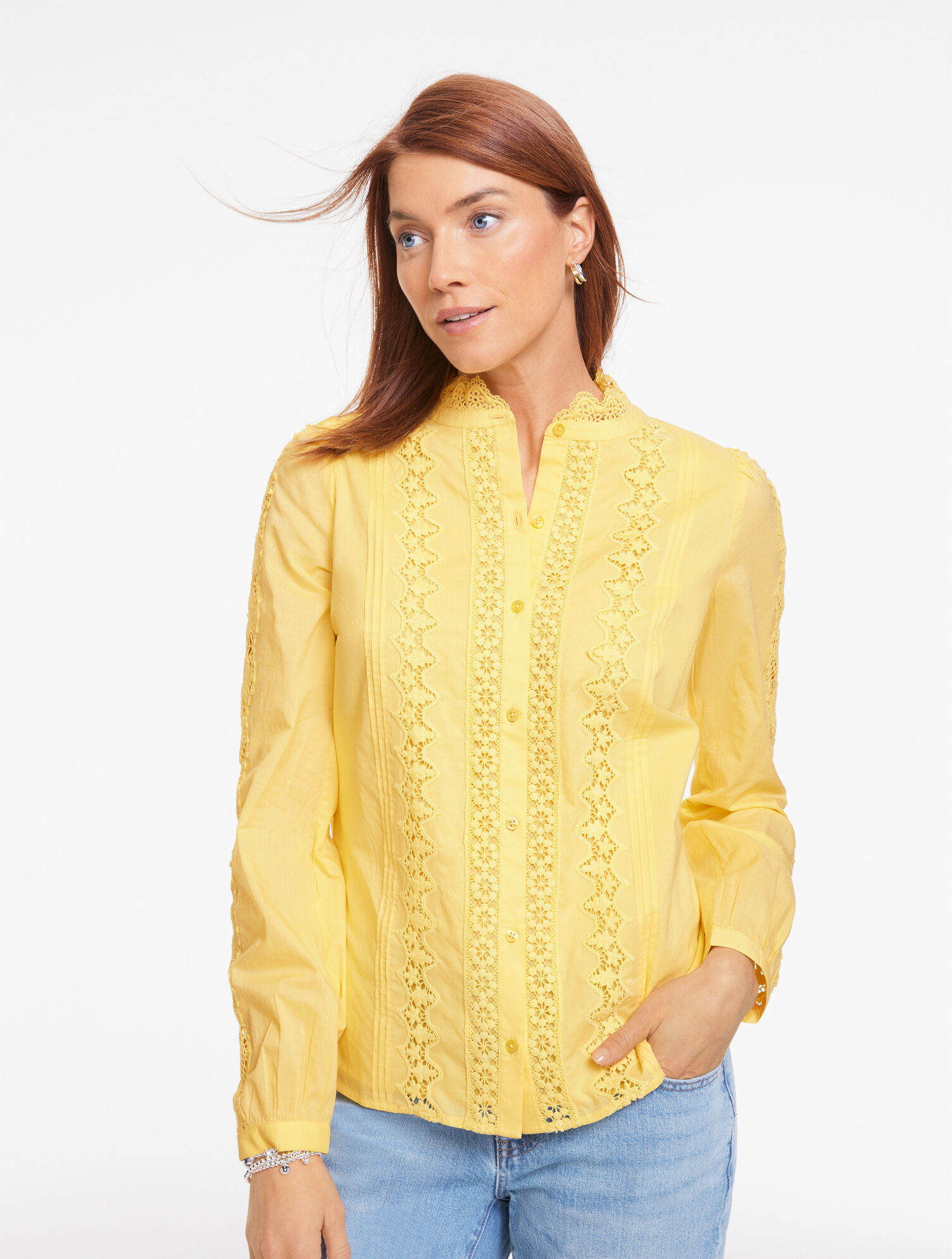 Lace Trim Voile Top