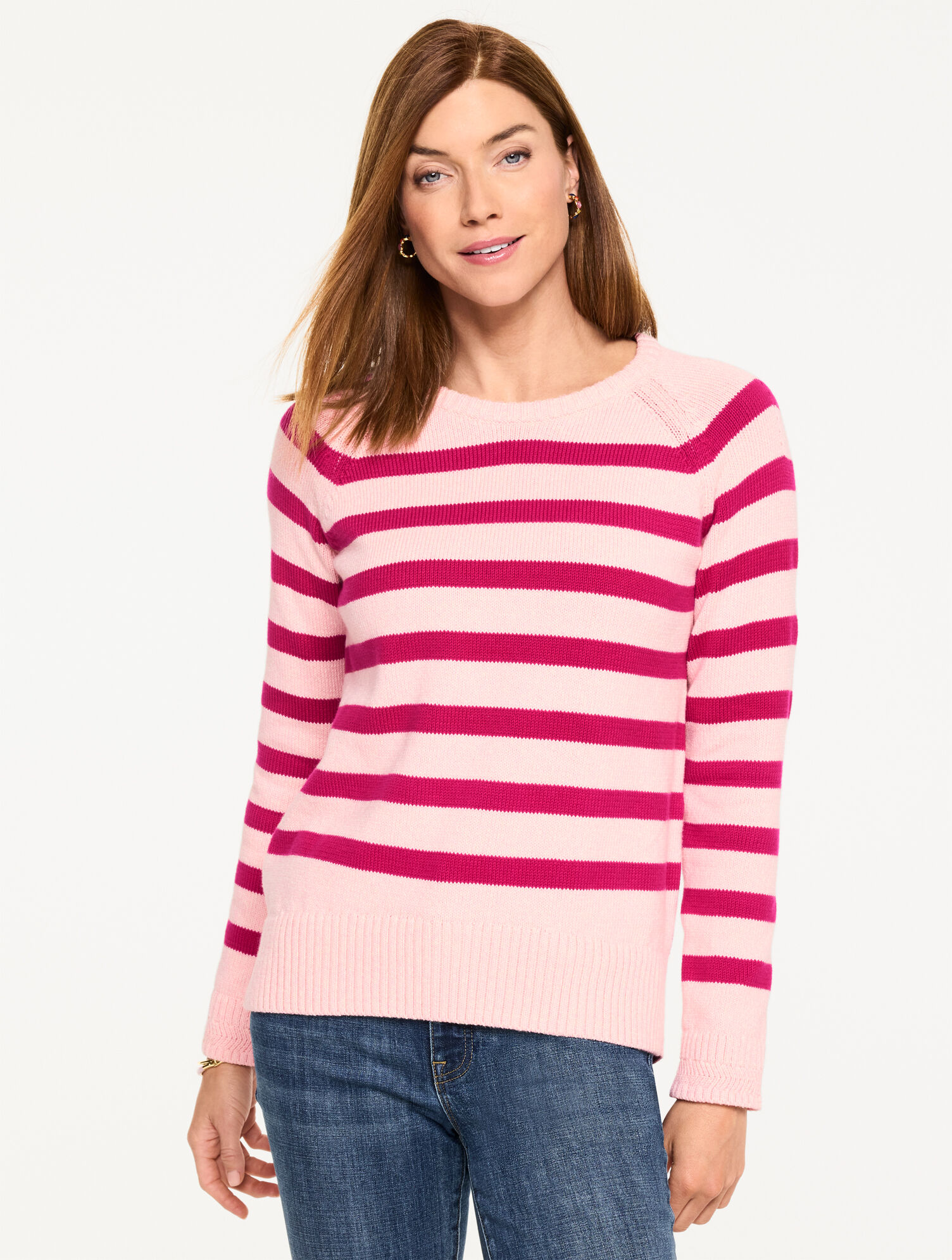 Crewneck Raglan Sweater - Marl Stripe