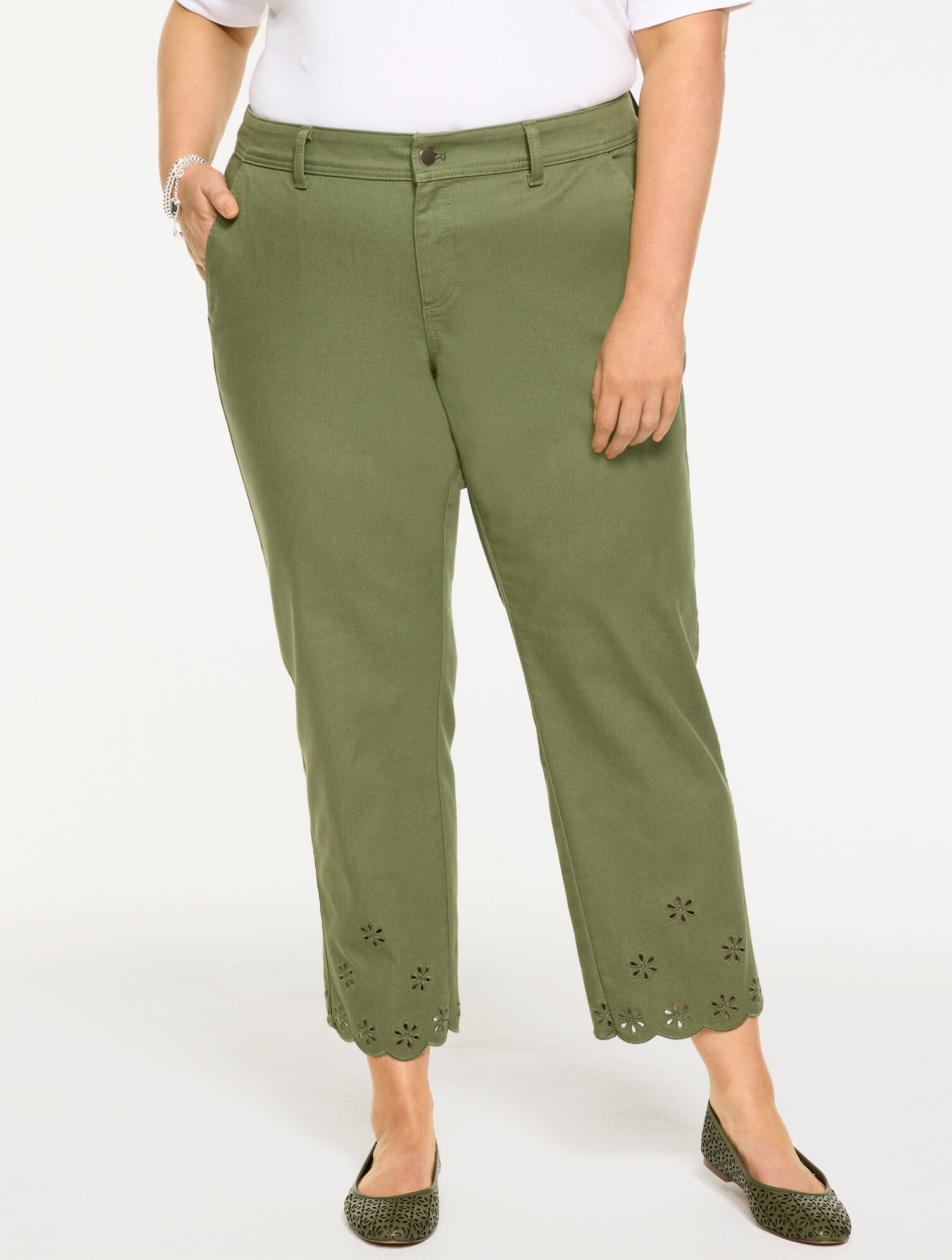 Straight Ankle Embroidered Jeans