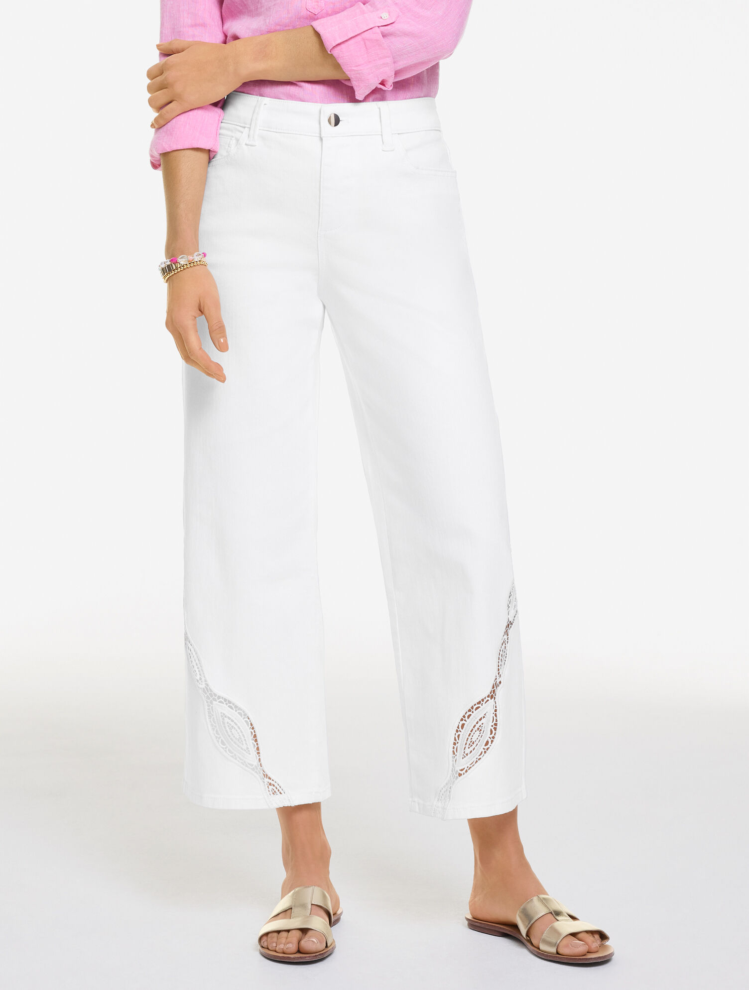 Wide Crop Jeans - White 
