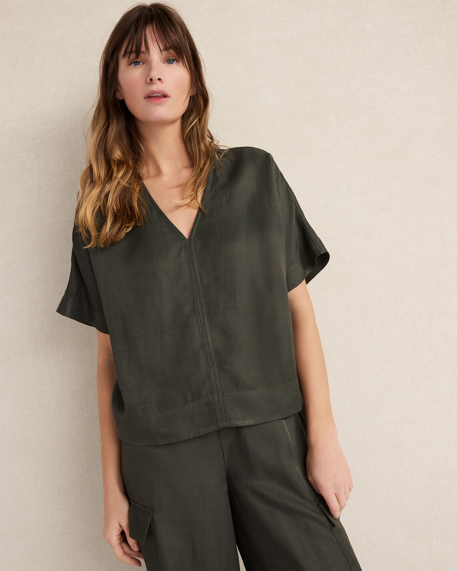 Viscose Linen V-Neck Top