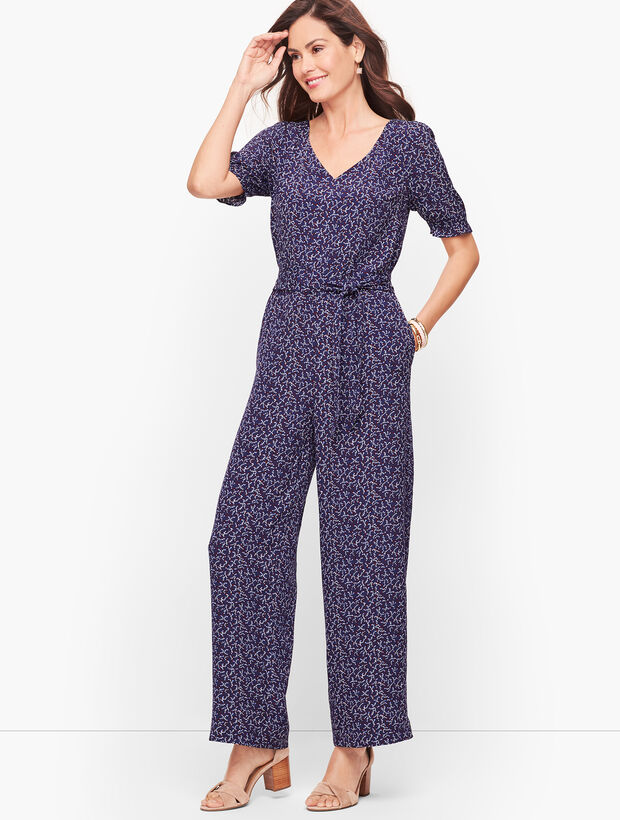 V-Neck Jumpsuit - Floral