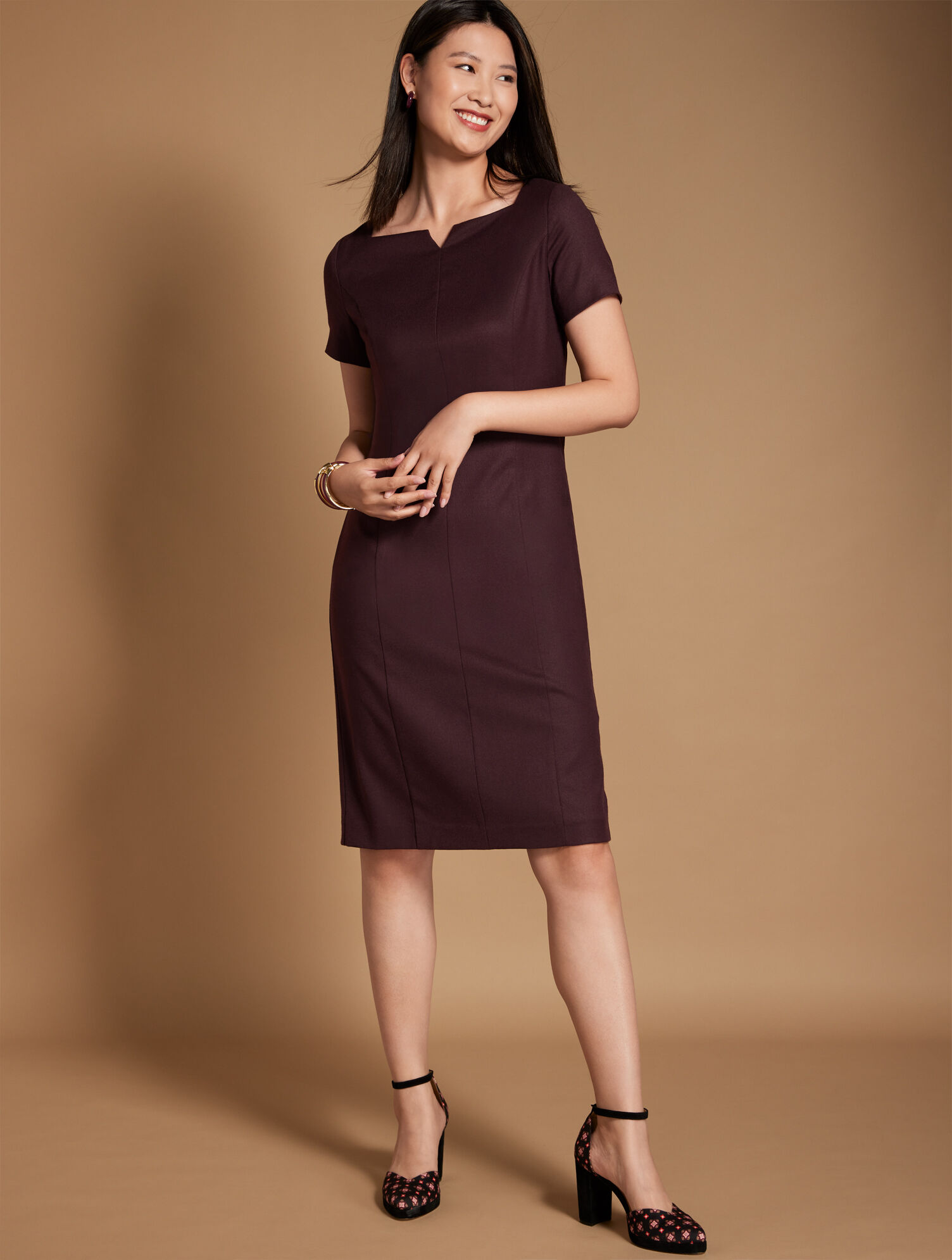 brown dress shoes high top Rihoas Plaid Lapel Pleated Mini Dress for Women, Brown / M main image 0
