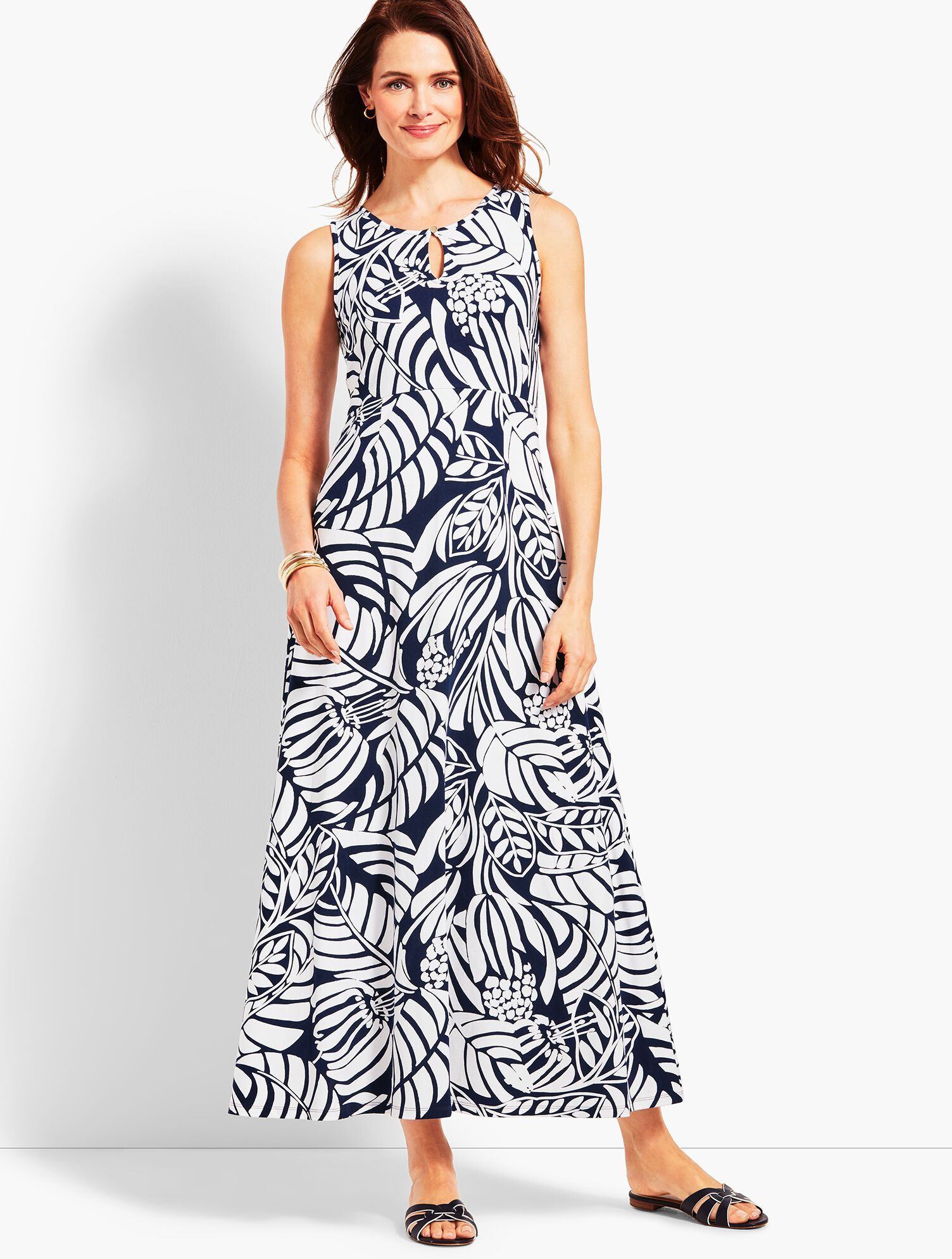 Graphic Botanical Jersey Maxi Dress