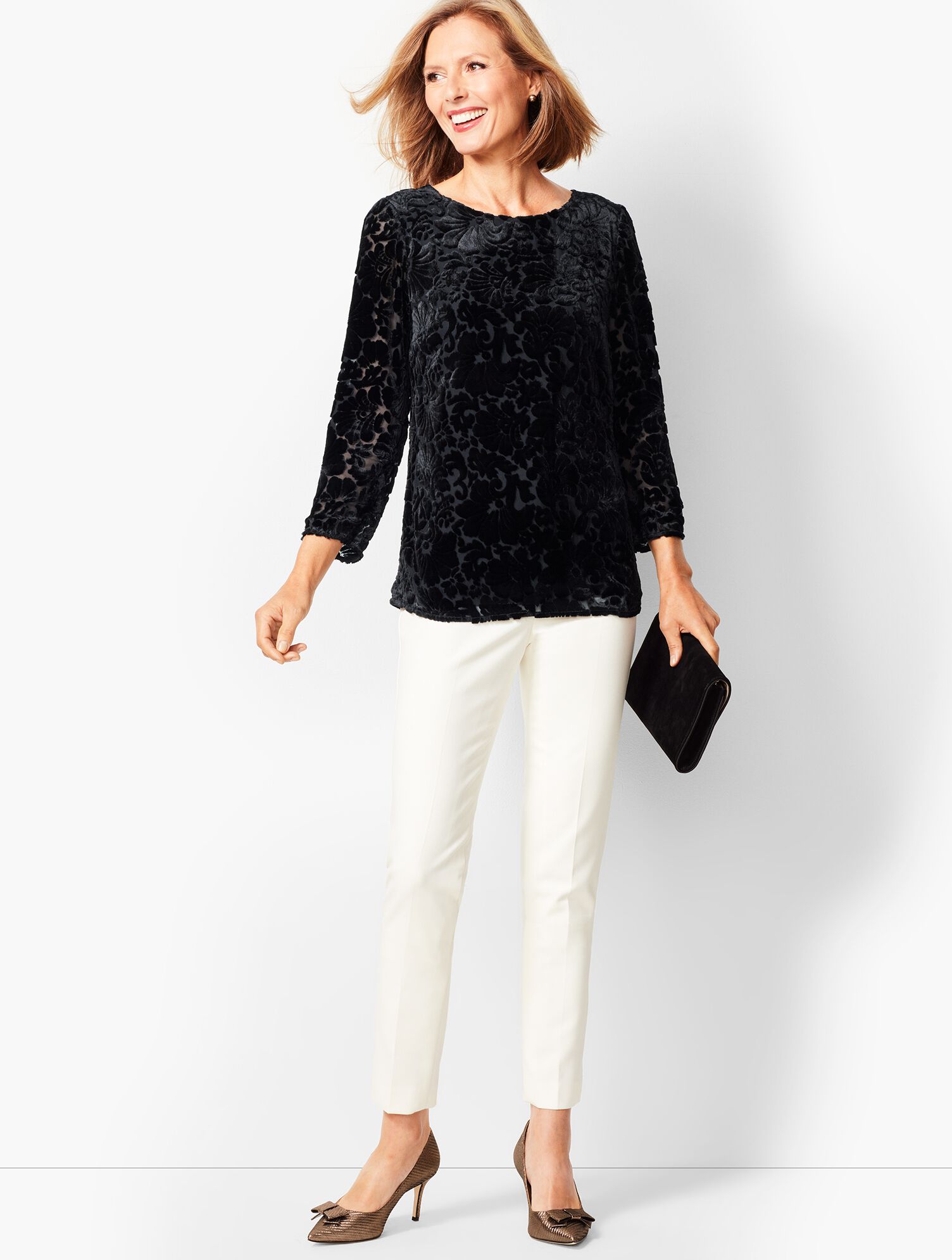 Floral Velvet-Burnout Top