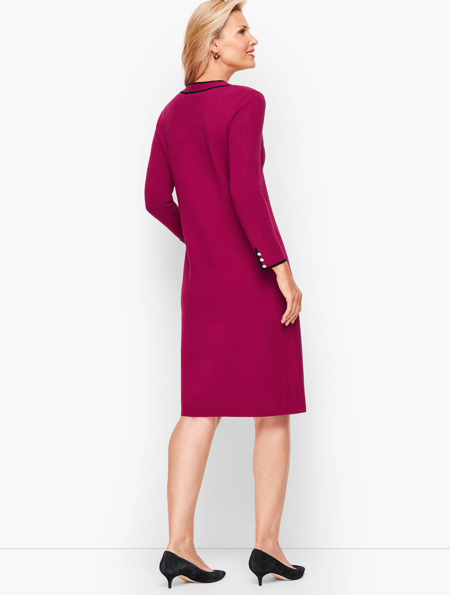 Tipped Tie Neck Sweater Dress | Talbots