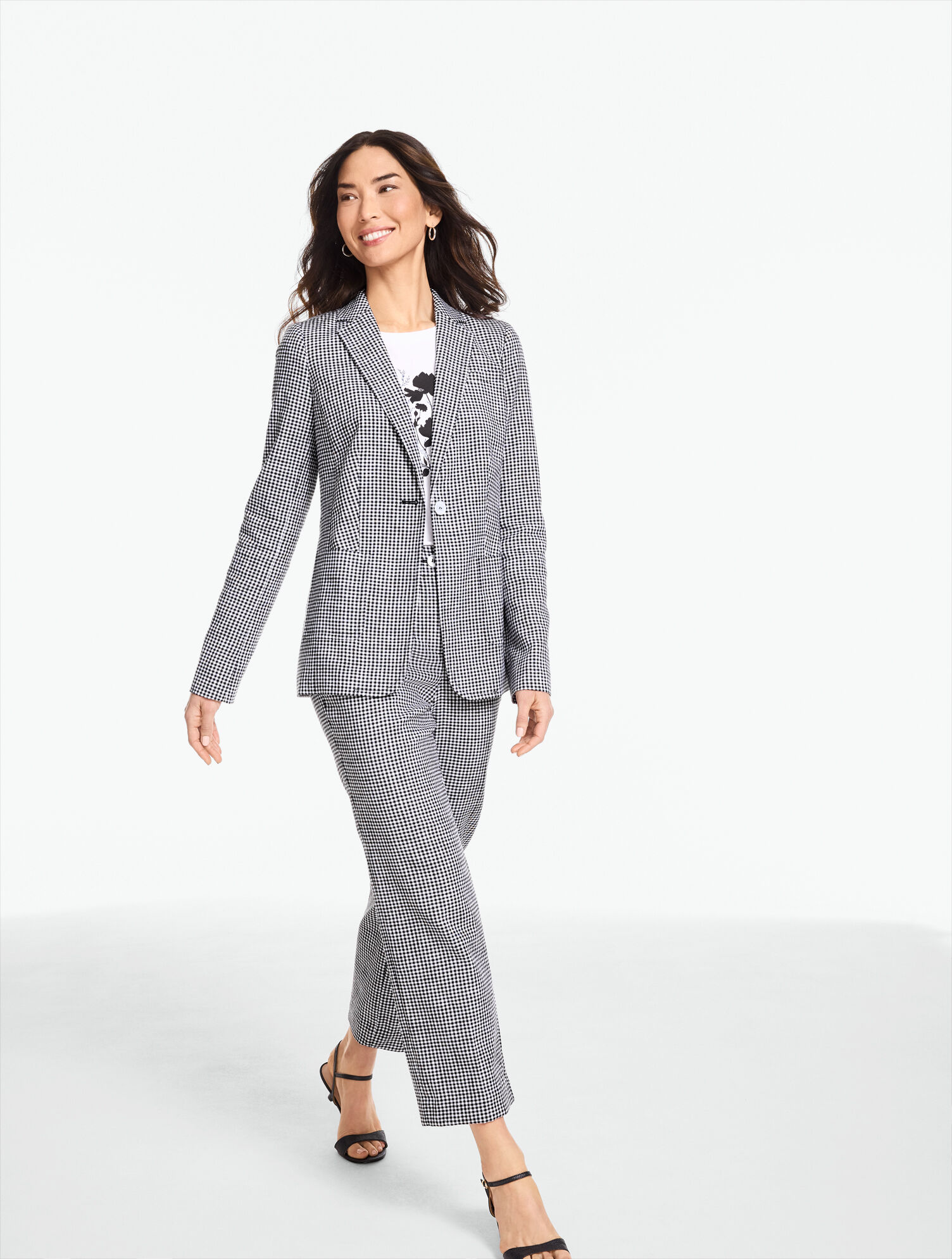 Linen Straight Ankle Pants - Beach Gingham