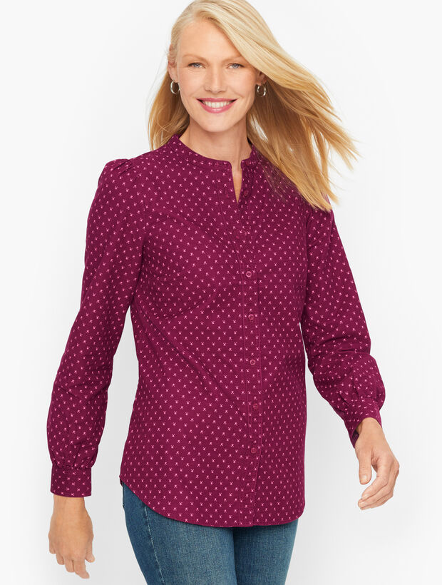 Corduroy Band Collar Shirt - Ditsy Dot Floral