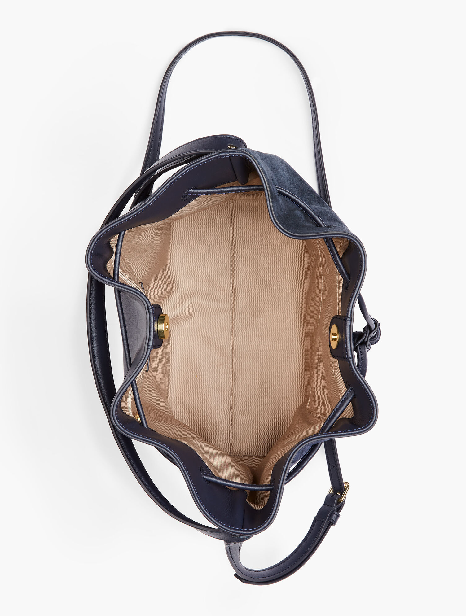 CnC Custome National Navy Blue Suede Leather drawstring bucket bag Backpack PEBBLE LARGE BUCKET BAG NAVY - Vegan Leather Drawstring  main image 2