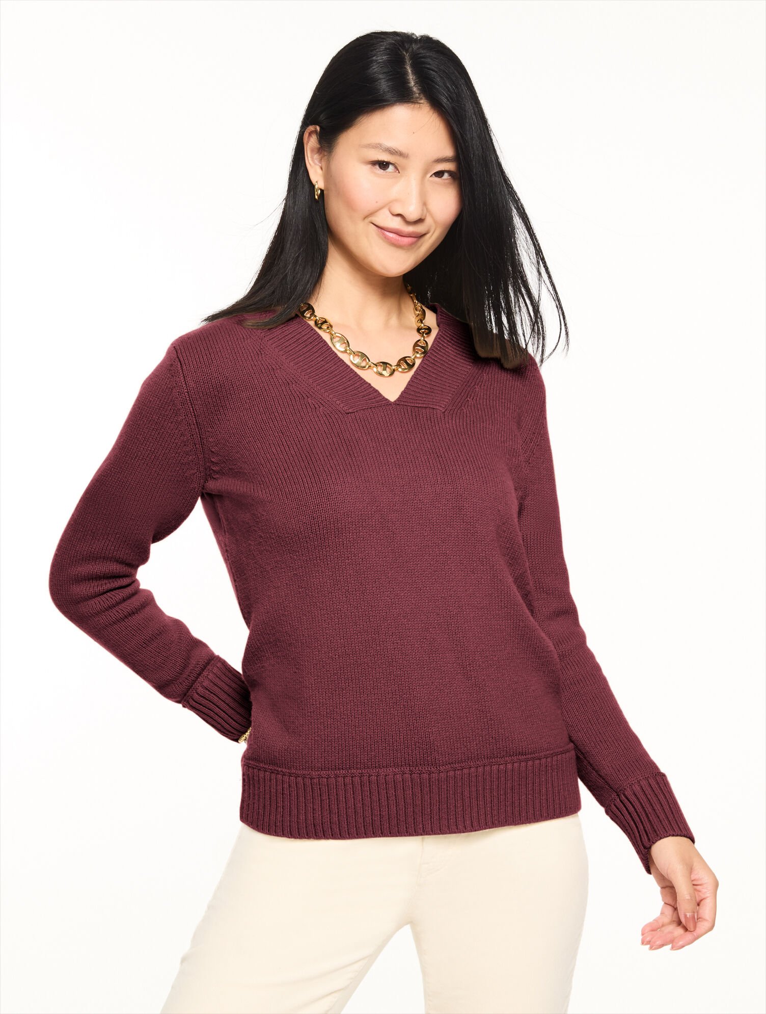 トップス W/Si/Ca 18G V Neck Knit Z Supply All Around Cotton V-Neck Sweater In Fern Green