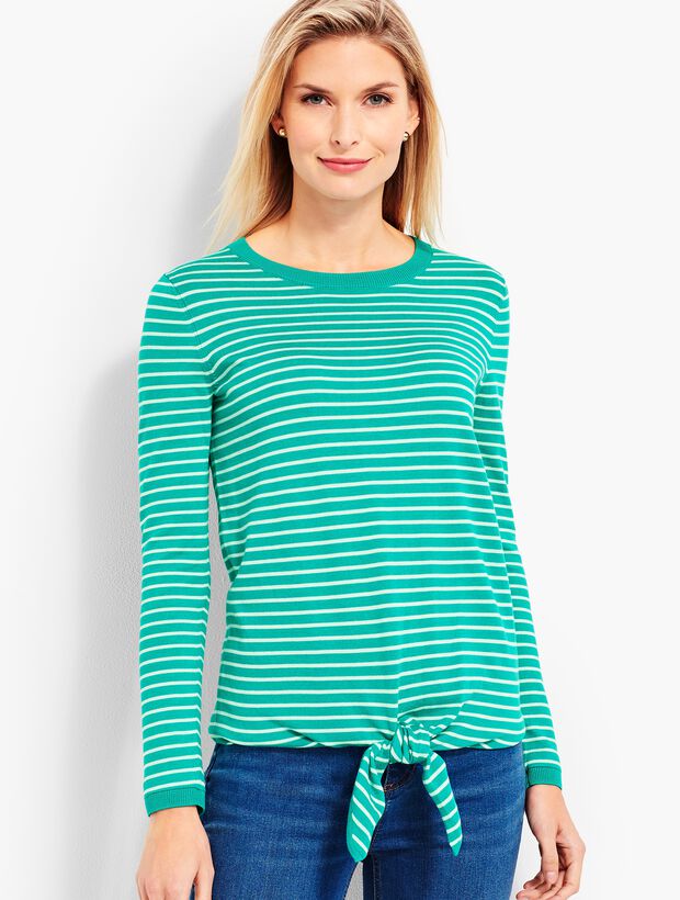 Tie-Front Sweater-Striped
