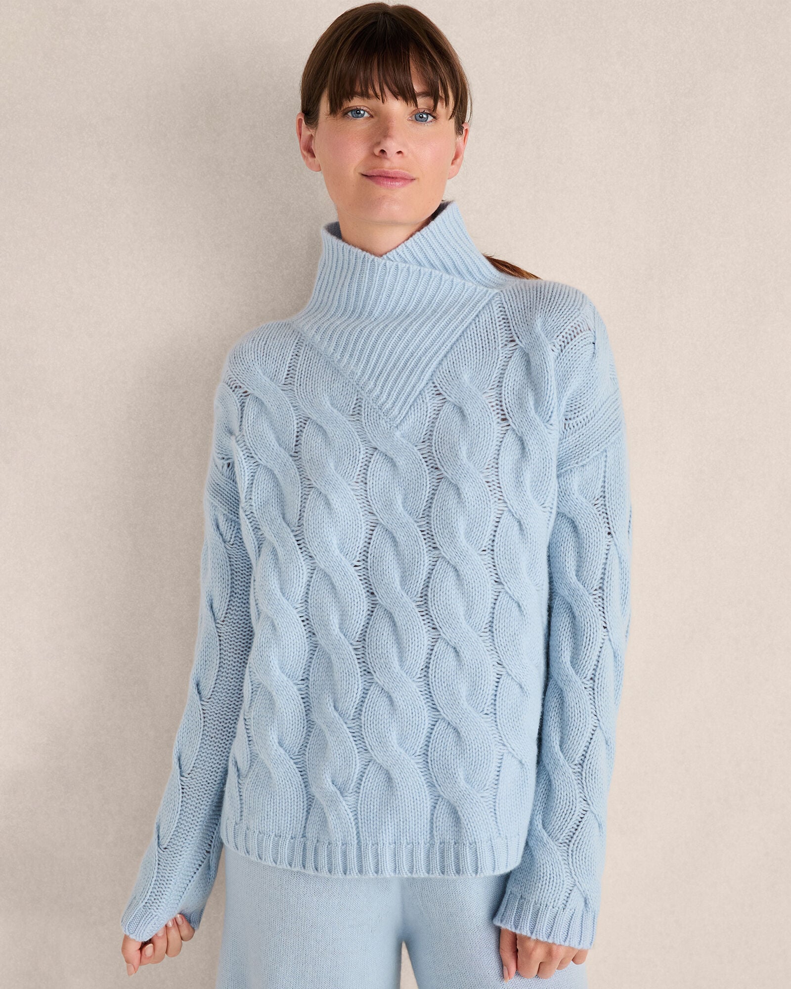 Cashmere Cable Knit Turtleneck Sweater