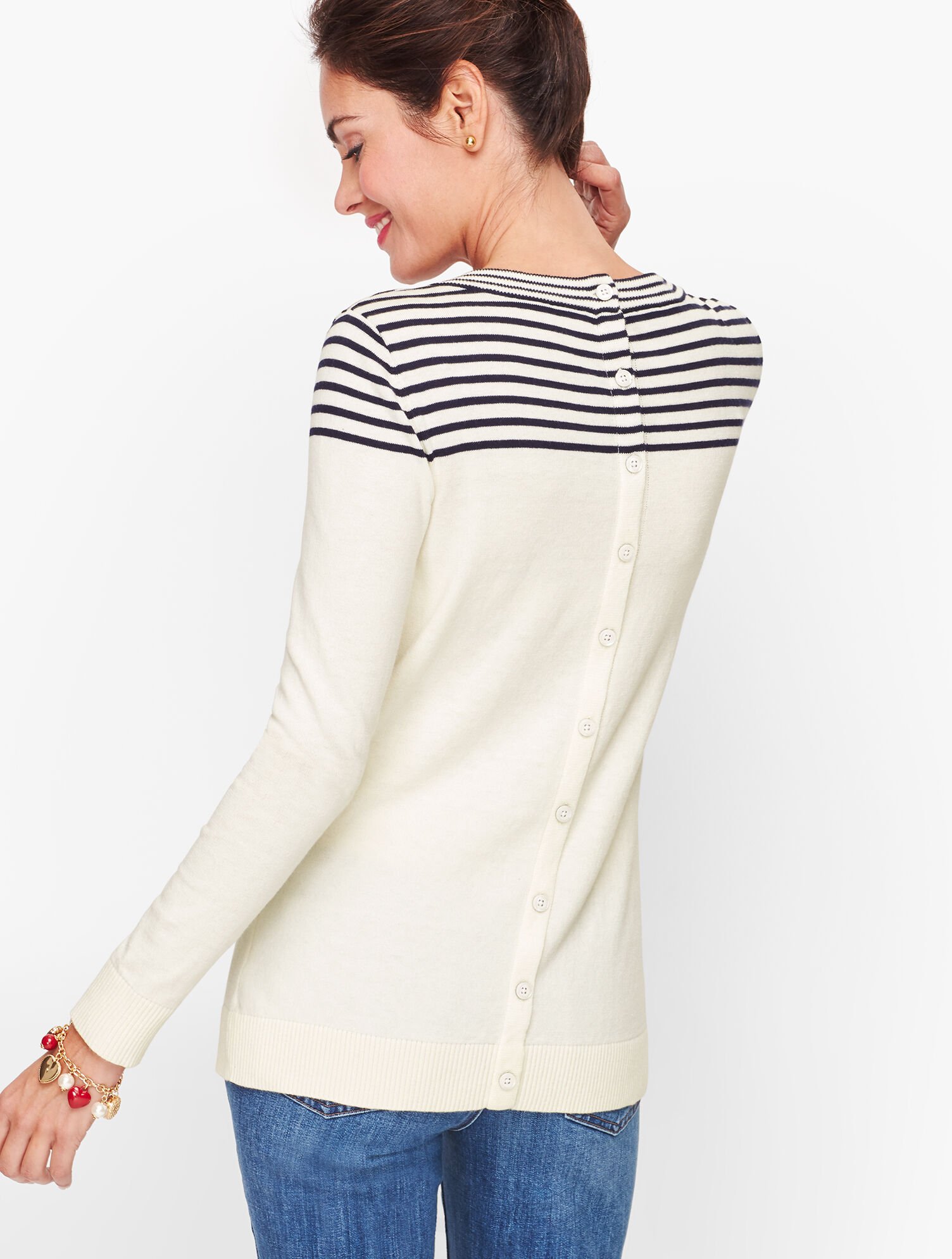 Jeans Ladies Button Back Jumpers Button Back Heart Sweater Talbots