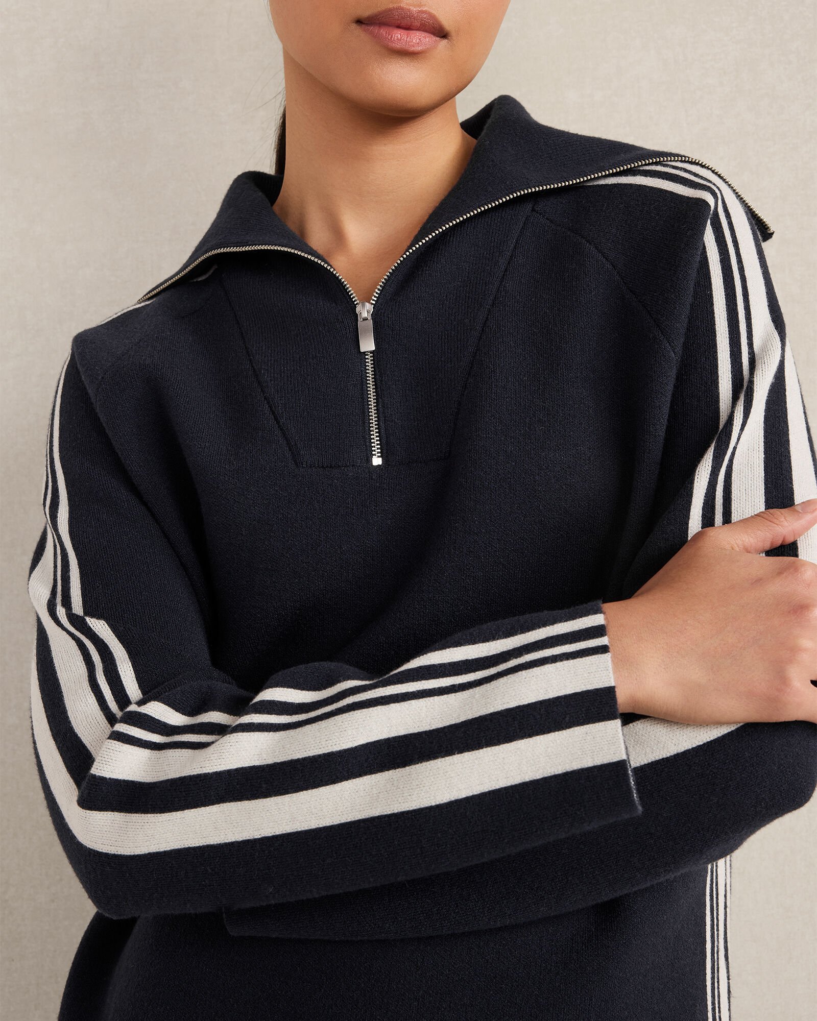 Sporty Stripe Half-Zip Pullover