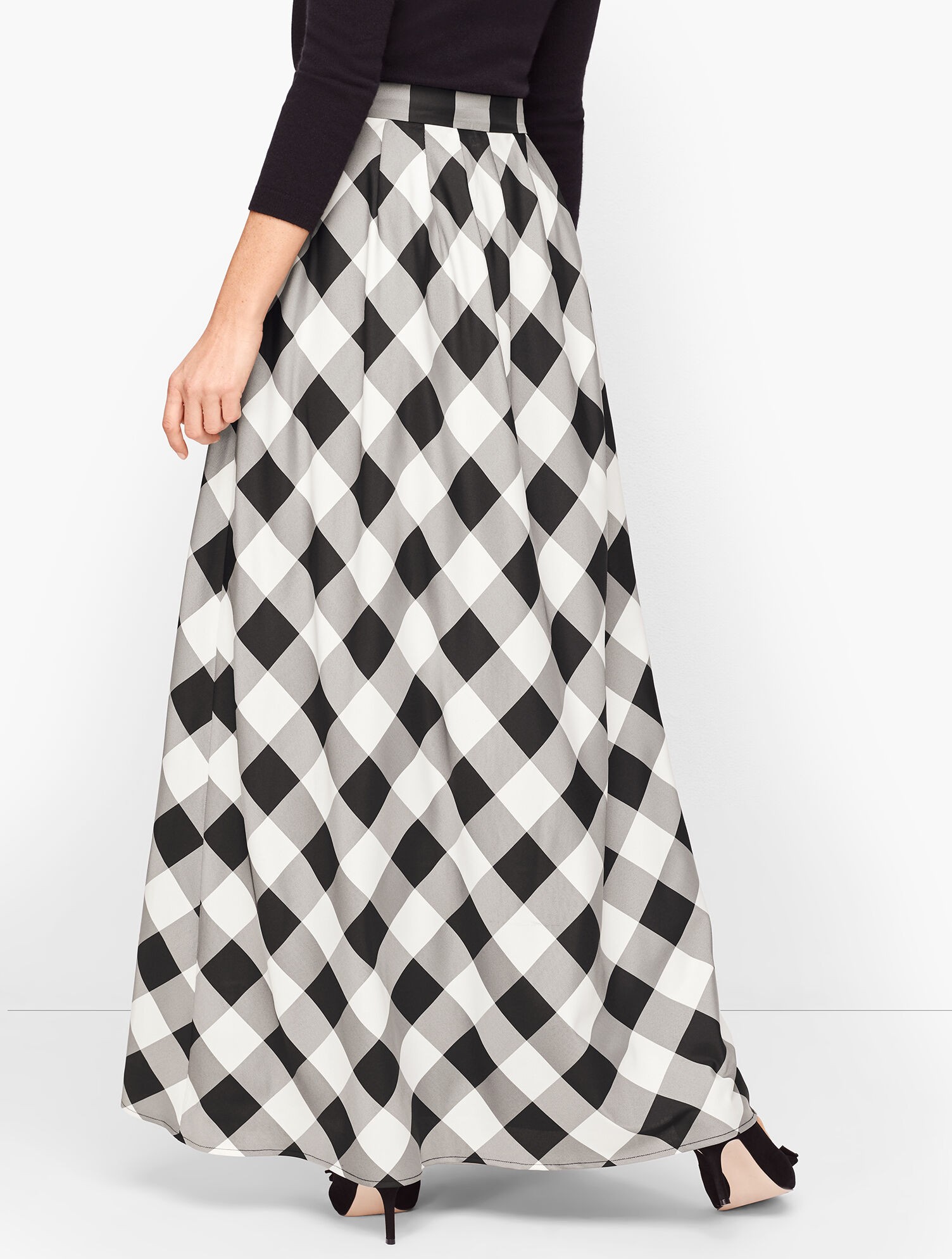 Buffalo Check Pleated Maxi Skirt