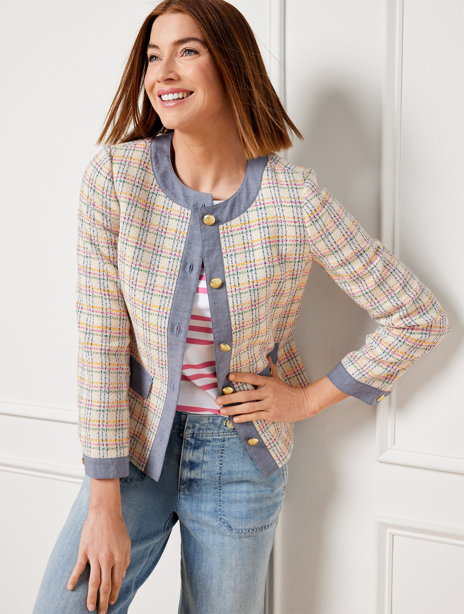 Denim Trim Lovely Tweed Jacket | Talbots