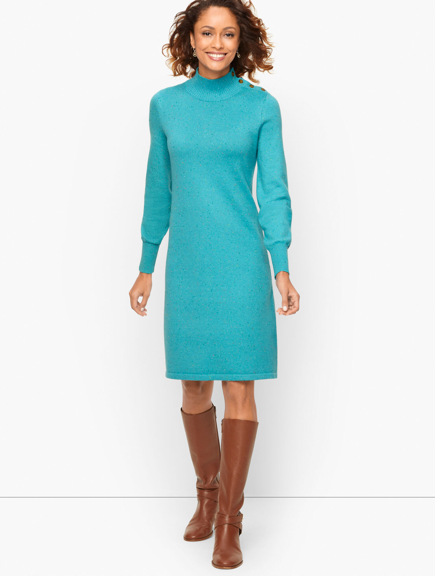 Tweed Mockneck Sweater Dress | Talbots